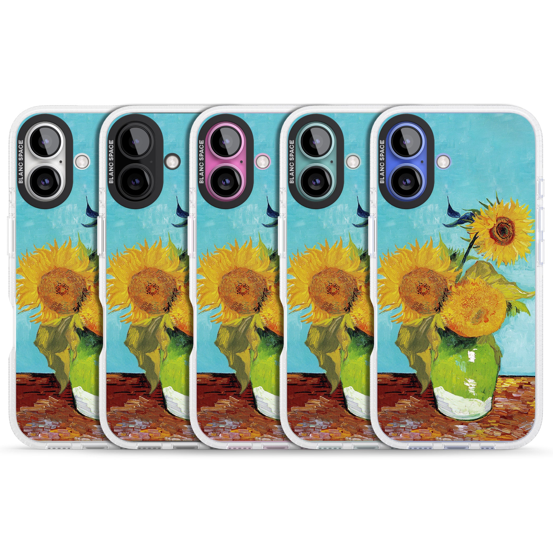 Vase with Three Sunflowers iPhone 16 / 16 Plus Clear Case Impact Air - Blanc Space