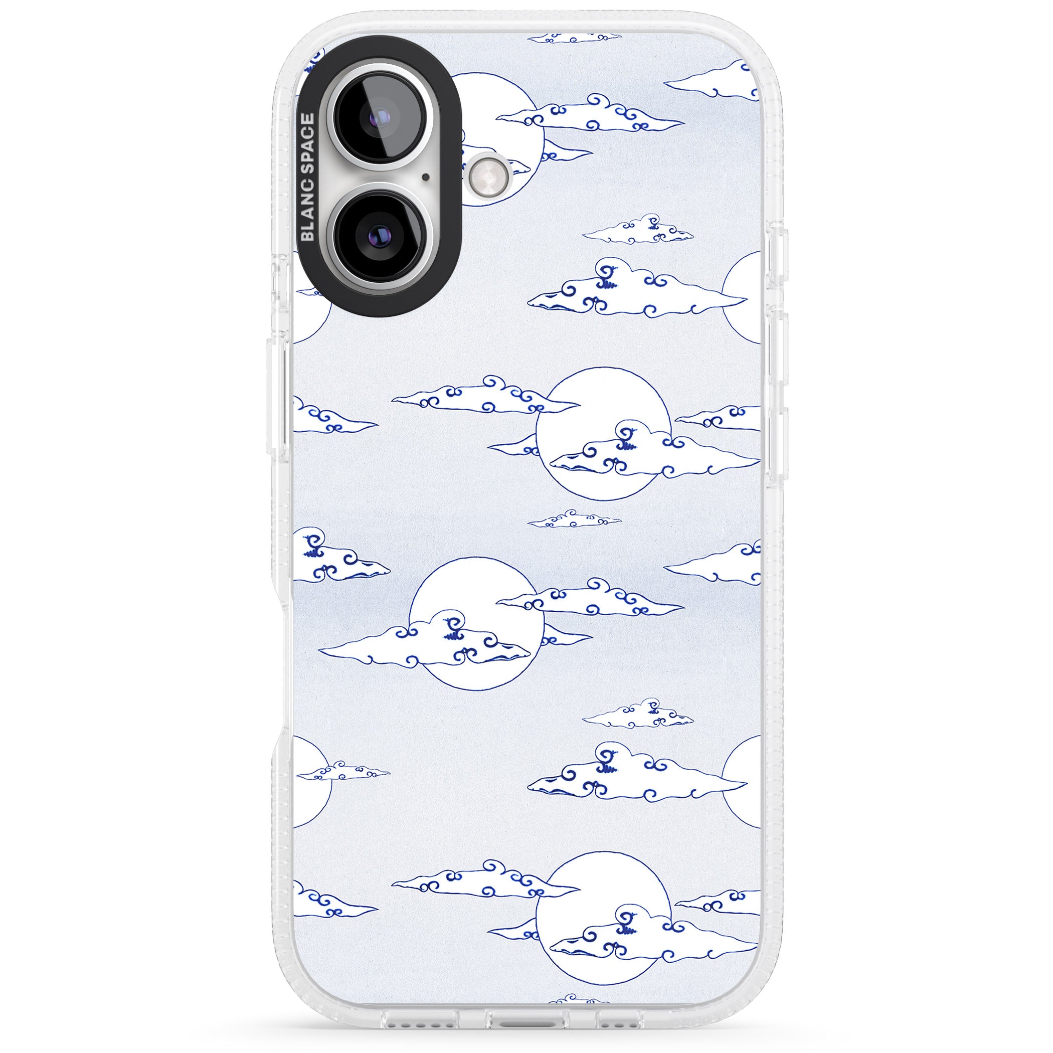 Moon & Clouds iPhone 16 / 16 Plus Clear Case Impact Air - Blanc Space