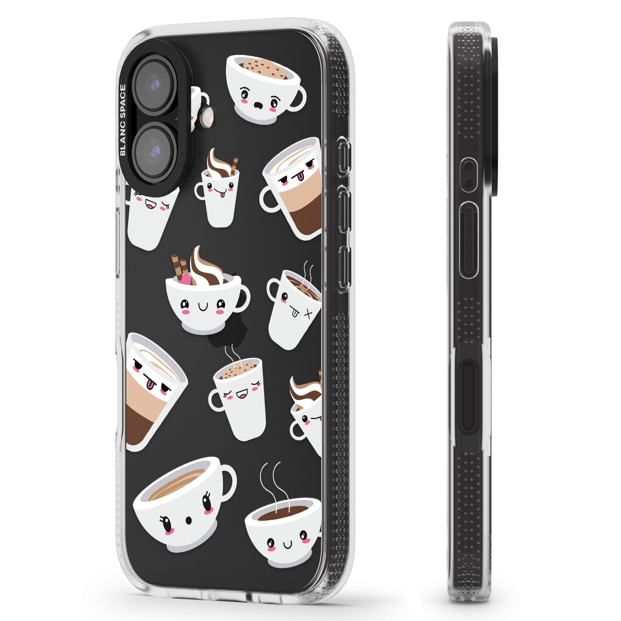 Coffee Faces iPhone 16 / 16 Plus Clear Case Impact Air - Blanc Space