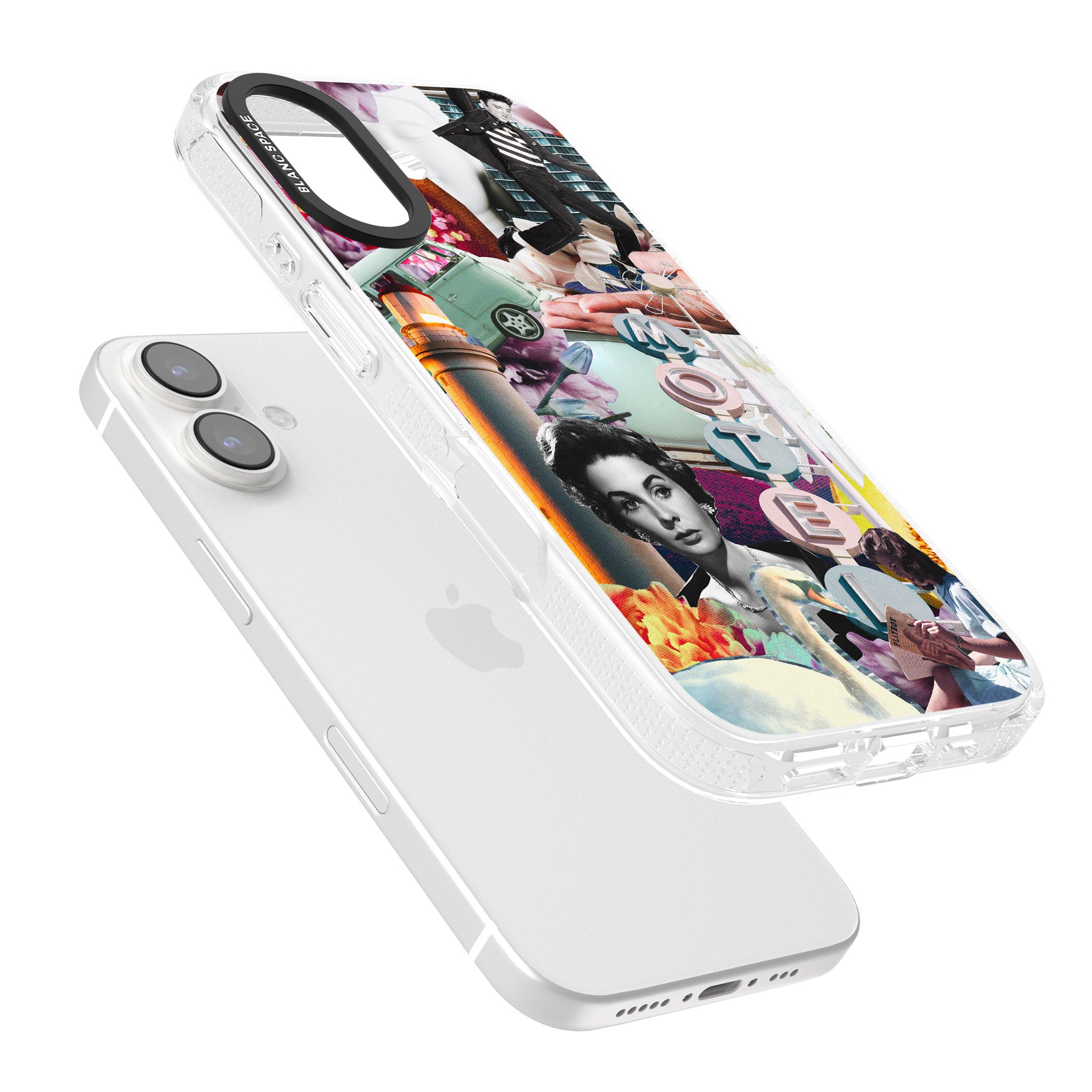Vintage Collage: Retro Motel iPhone 16 / 16 Plus Clear Case Impact Air - Blanc Space