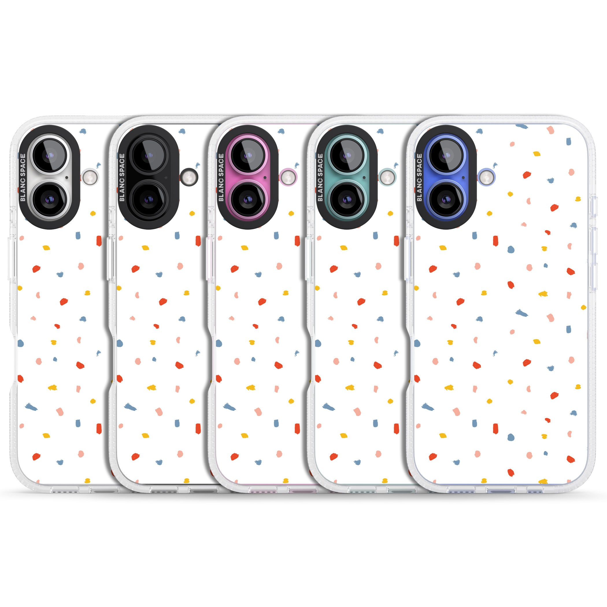 Confetti Print on Solid White iPhone 16 / 16 Plus Clear Case Impact Air - Blanc Space