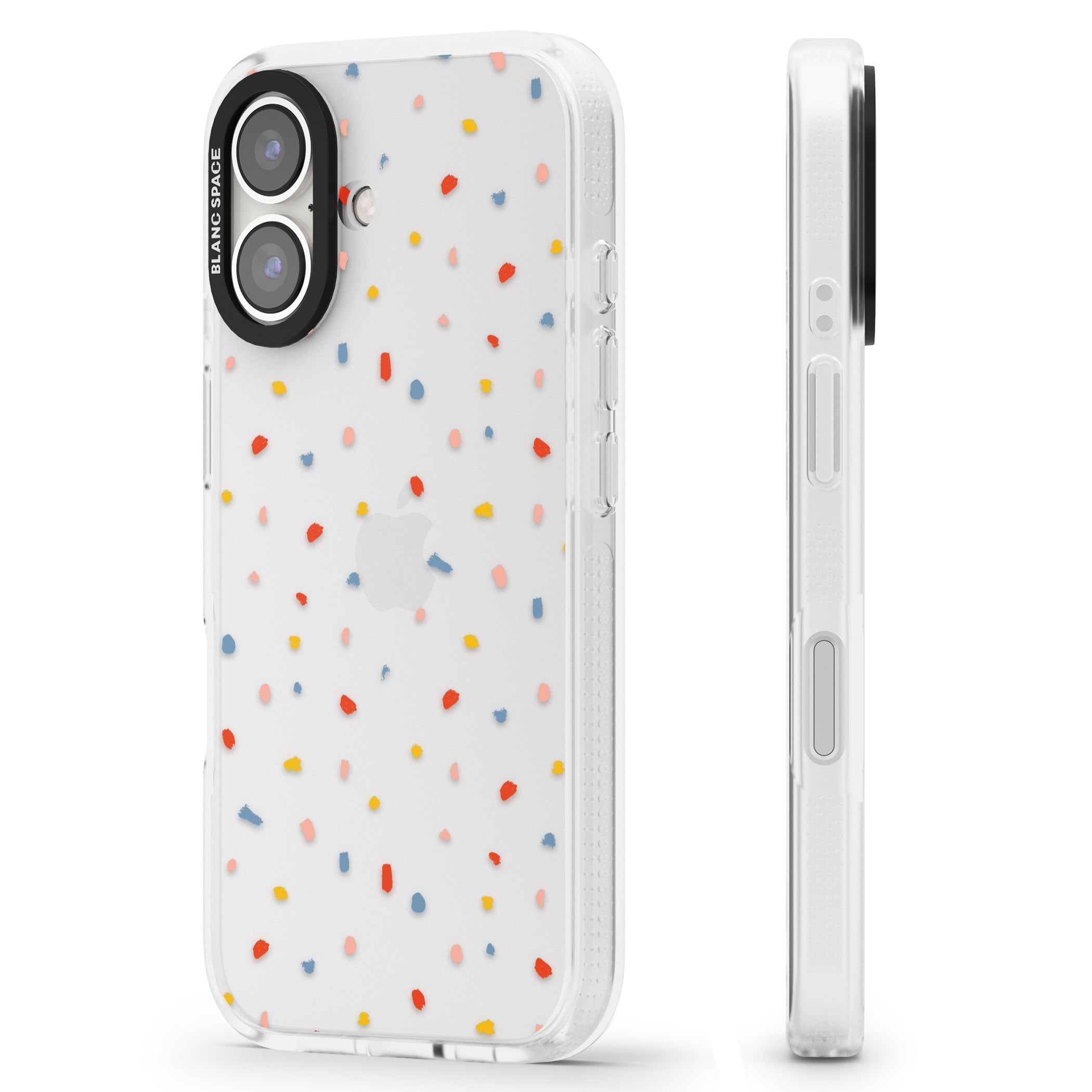 Small Confetti Print Clear iPhone 16 / 16 Plus Clear Case Impact Air - Blanc Space