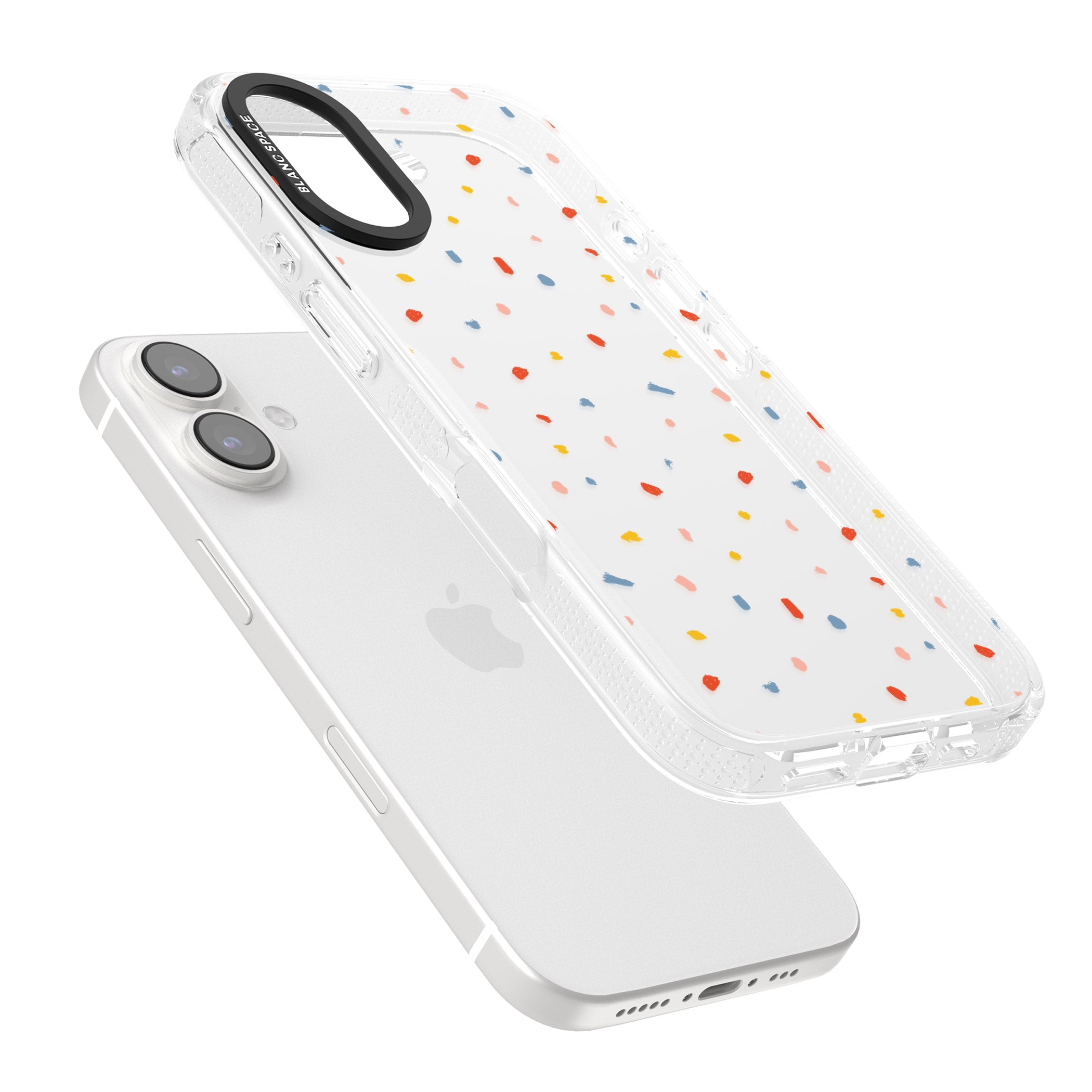 Small Confetti Print Clear iPhone 16 / 16 Plus Clear Case Impact Air - Blanc Space