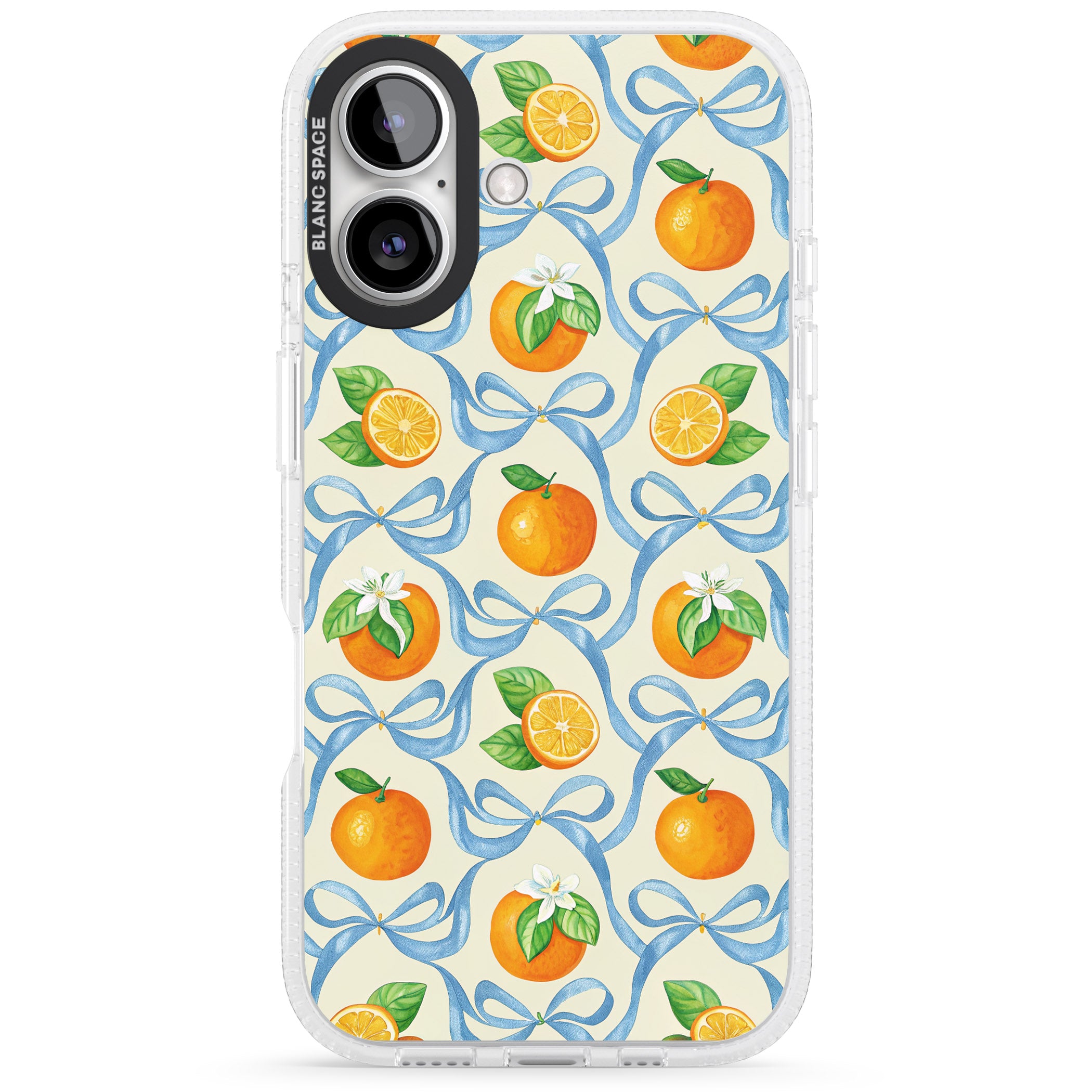 Bows & Clementines iPhone 16 / 16 Plus Clear Case Impact Air - Blanc Space