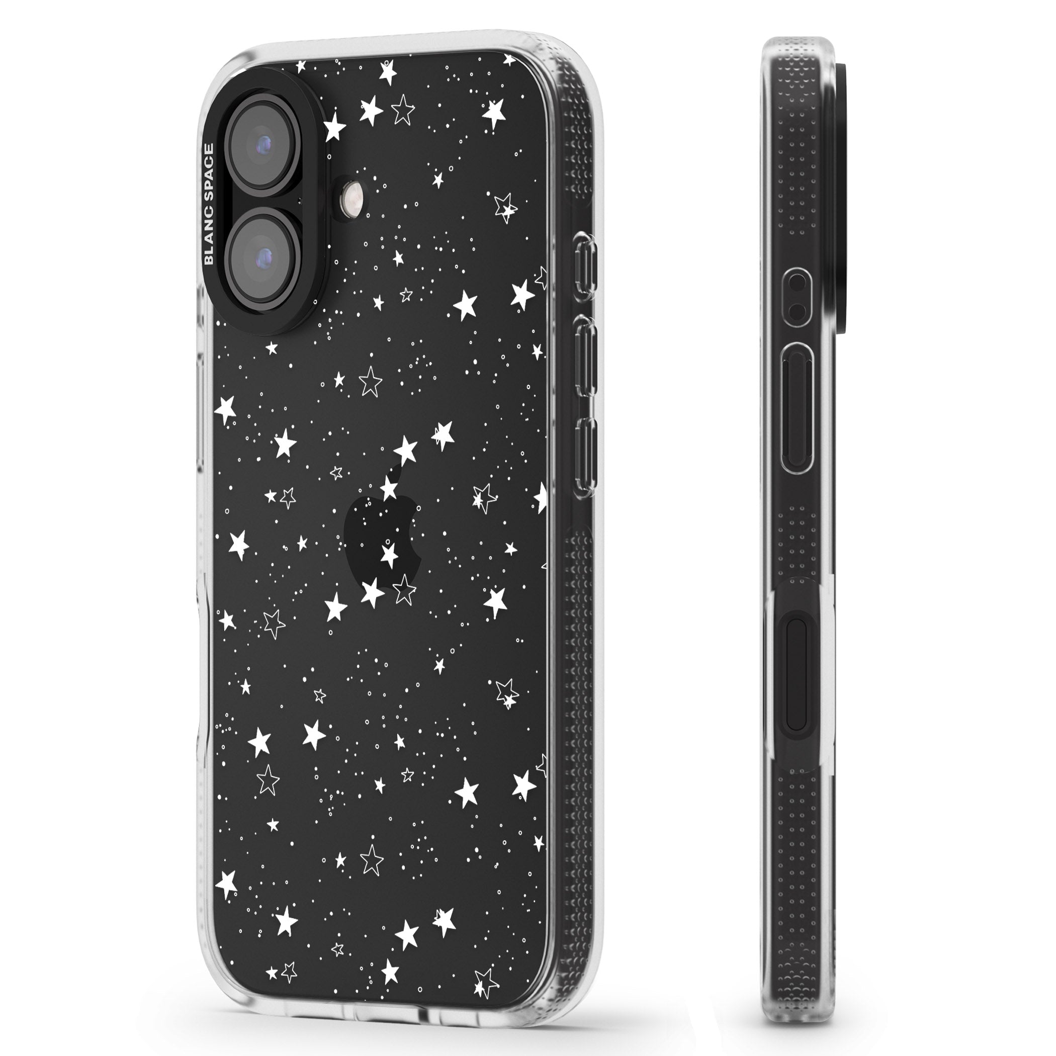 White Stars on Clear iPhone 16 / 16 Plus Clear Case Impact Air - Blanc Space
