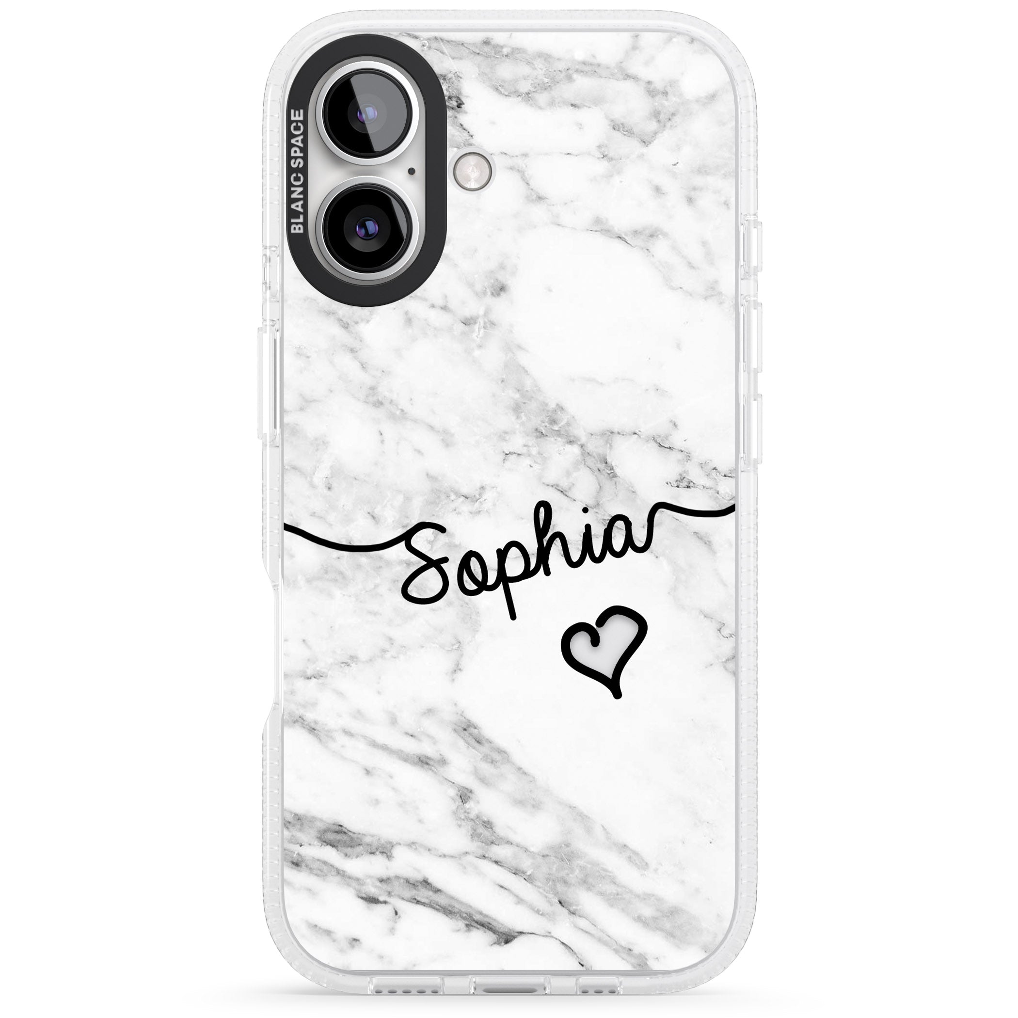 White Marble iPhone 16 / 16 Plus Clear Case Impact Air - Blanc Space