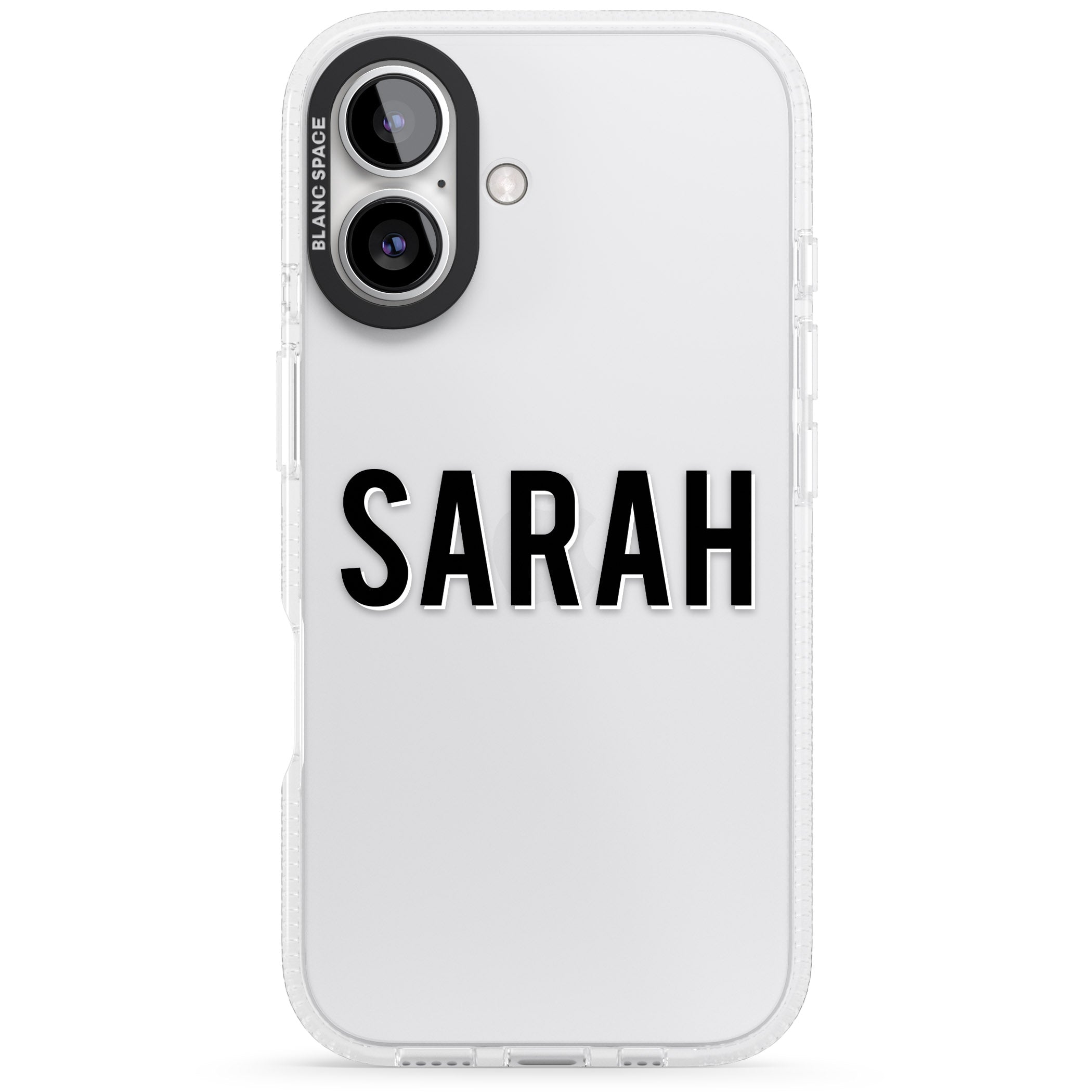 Personalised Clear Text 1A iPhone 16 / 16 Plus Clear Case Impact Air - Blanc Space
