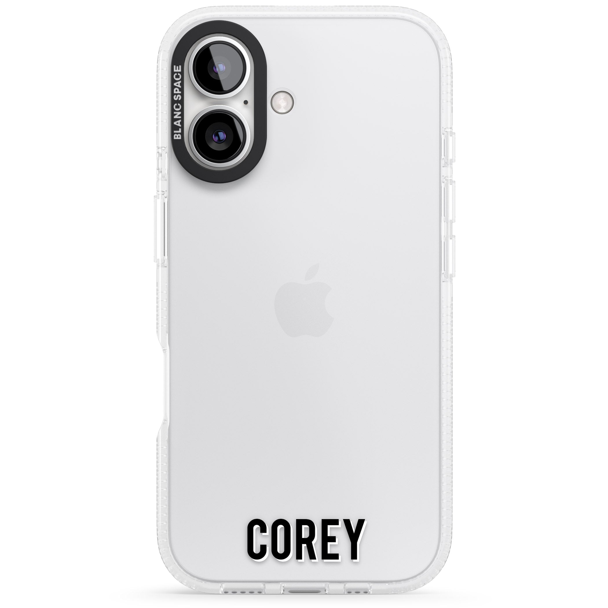 Personalised Clear Text 2A iPhone 16 / 16 Plus Clear Case Impact Air - Blanc Space