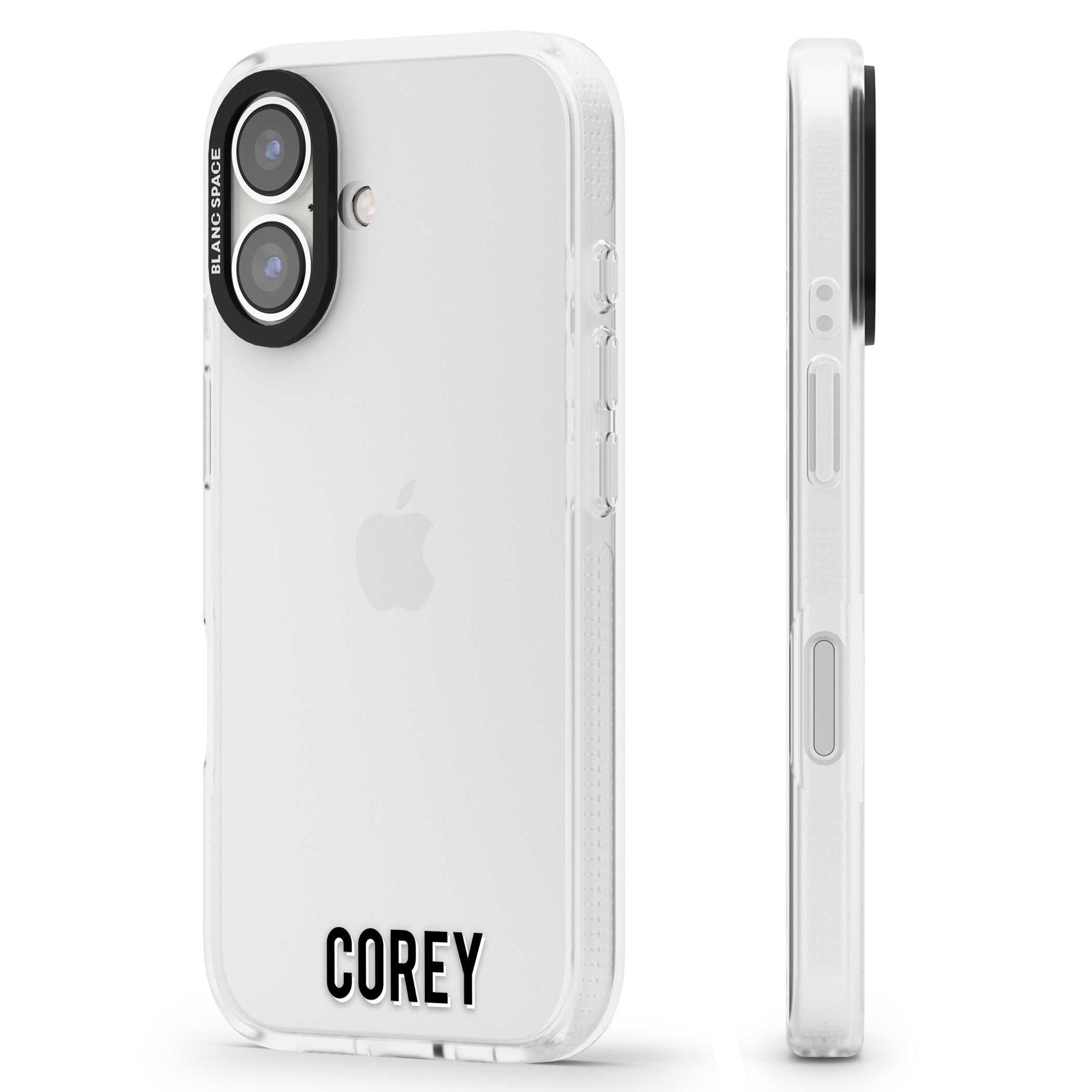 Personalised Clear Text 2A iPhone 16 / 16 Plus Clear Case Impact Air - Blanc Space