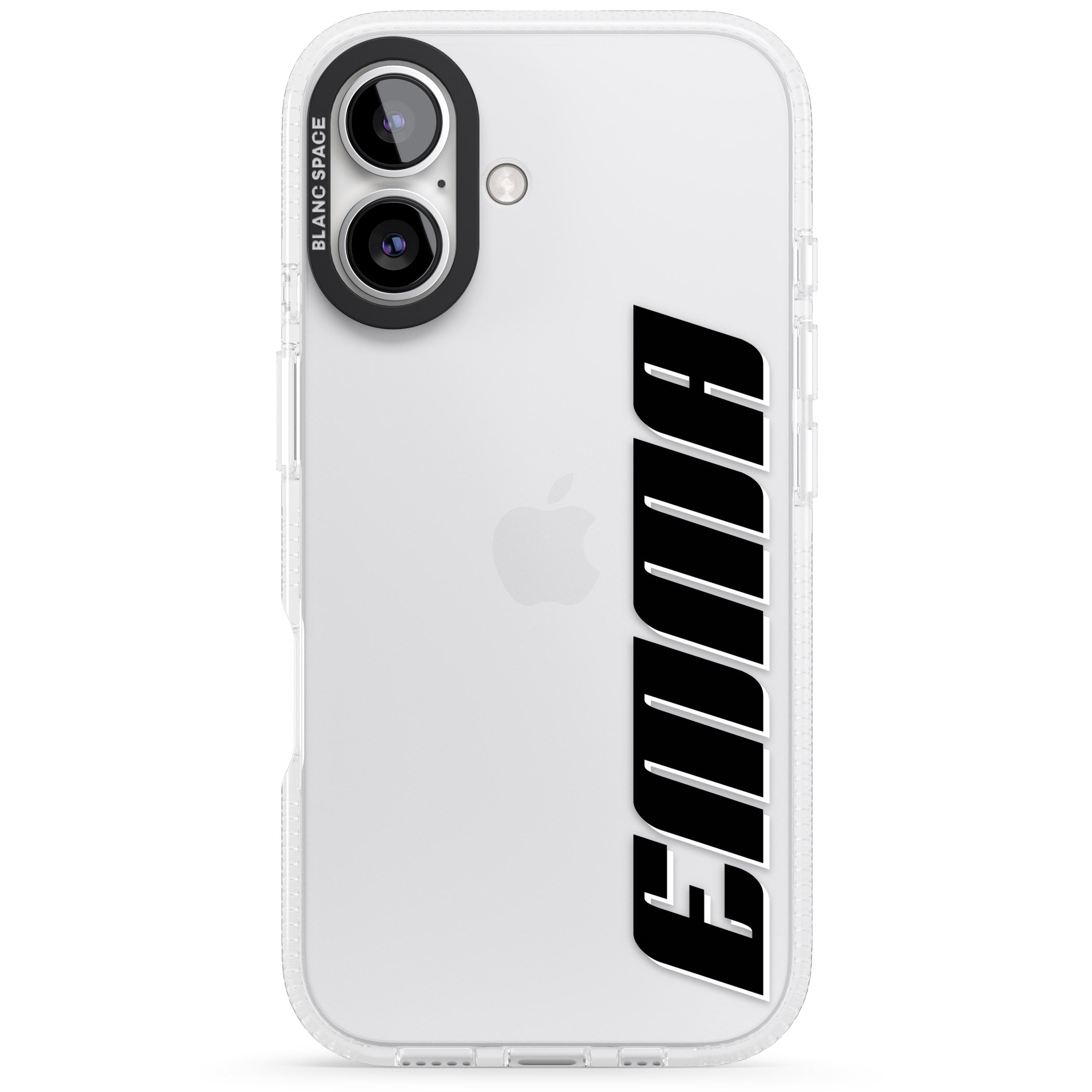 Personalised Clear Text 4A iPhone 16 / 16 Plus Clear Case Impact Air - Blanc Space