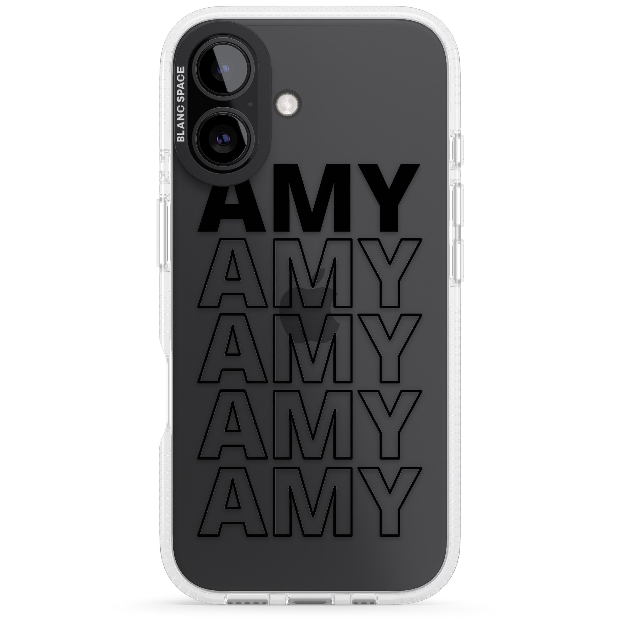 Personalised Clear Text 5A iPhone 16 / 16 Plus Clear Case Impact Air - Blanc Space