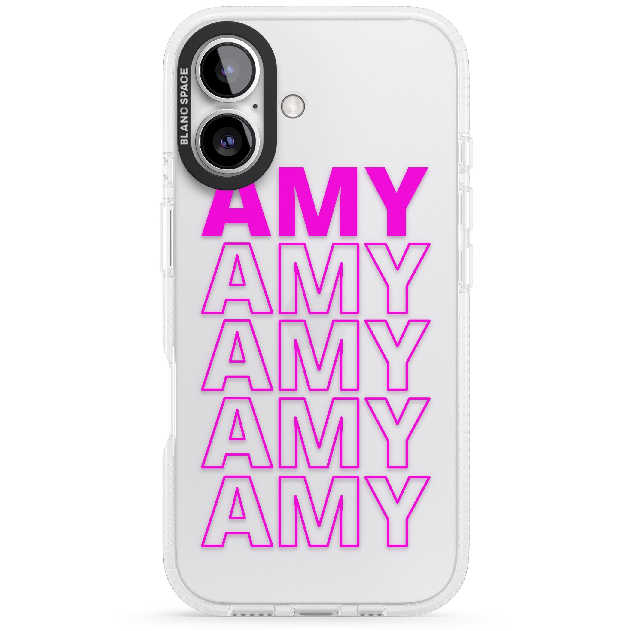 Personalised Clear Text 5D iPhone 16 / 16 Plus Clear Case Impact Air - Blanc Space
