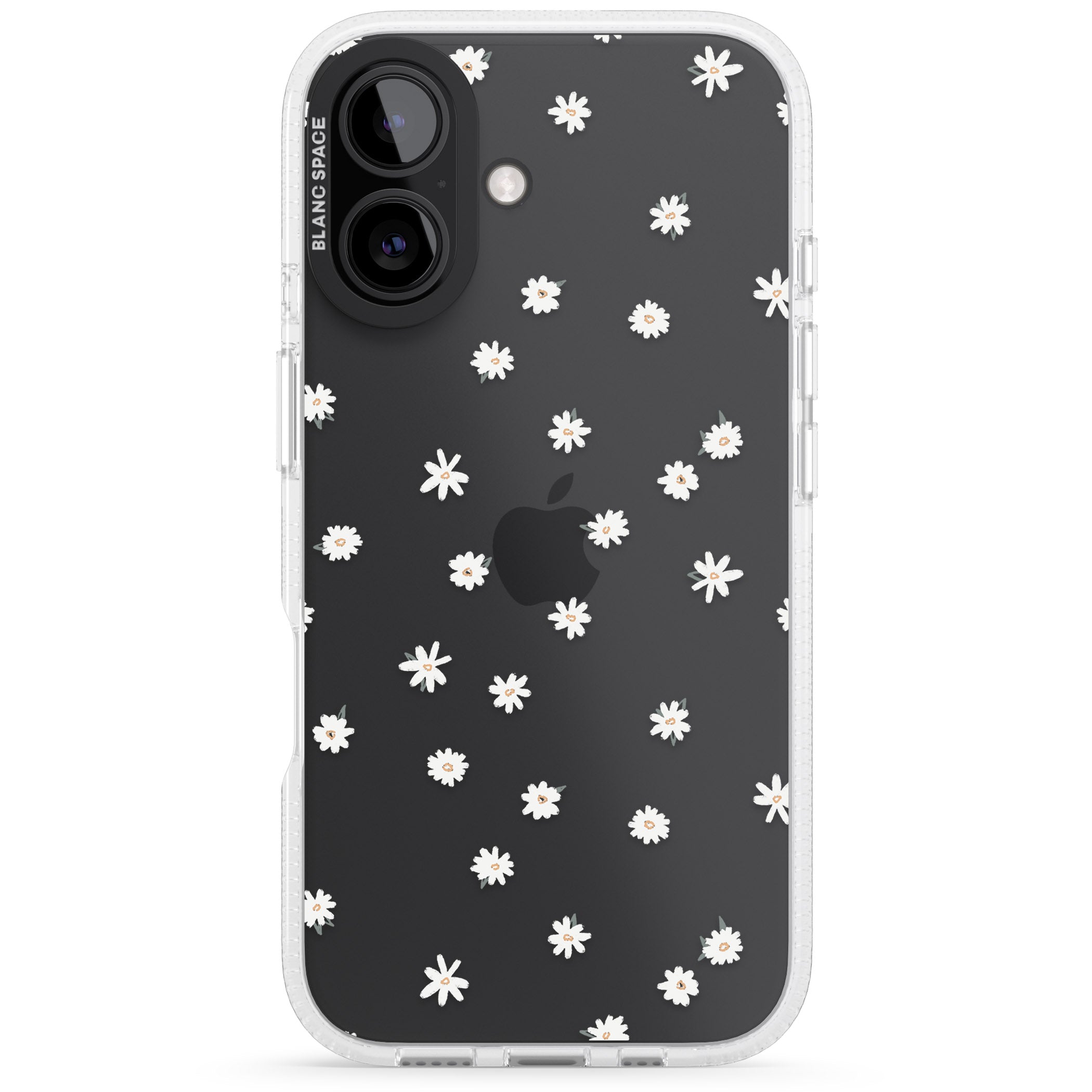 Painted Daises on Transparent iPhone 16 / 16 Plus Clear Case Impact Air - Blanc Space