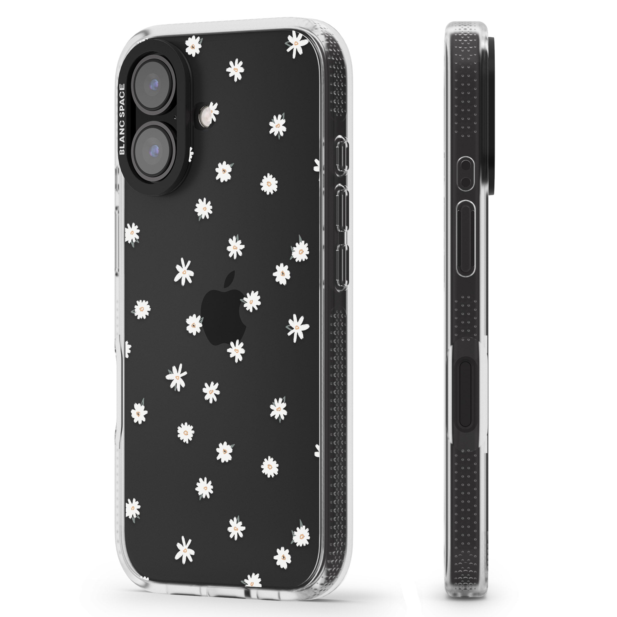 Painted Daises on Transparent iPhone 16 / 16 Plus Clear Case Impact Air - Blanc Space