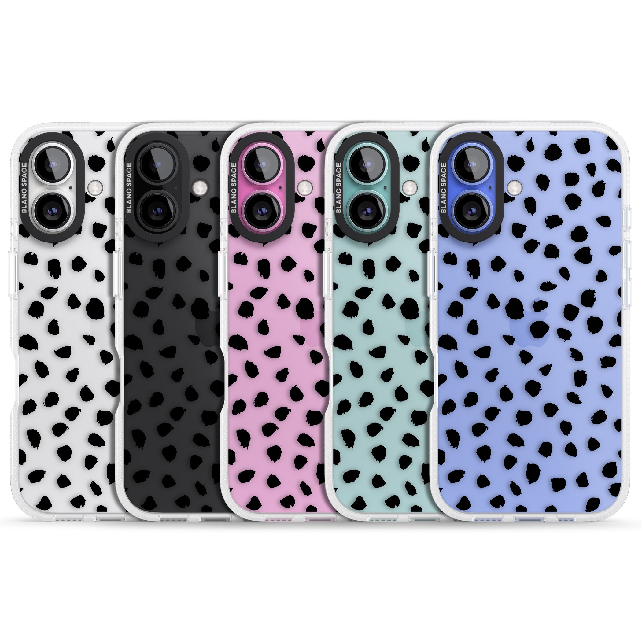 Black on Transparent Dalmatian Polka Dot Spots iPhone 16 / 16 Plus Clear Case Impact Air - Blanc Space