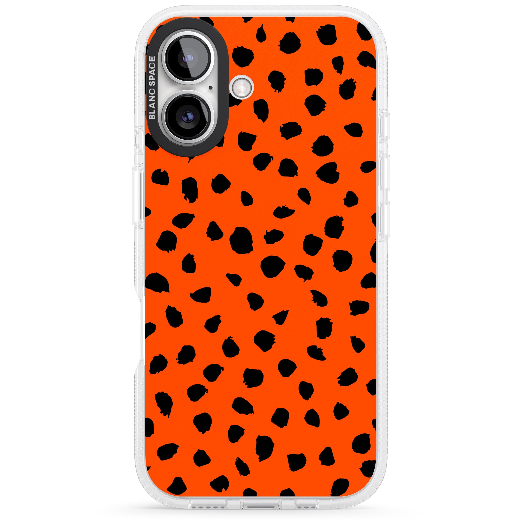 Black & Bright Red Dalmatian Polka Dot Spots iPhone 16 / 16 Plus Clear Case Impact Air - Blanc Space