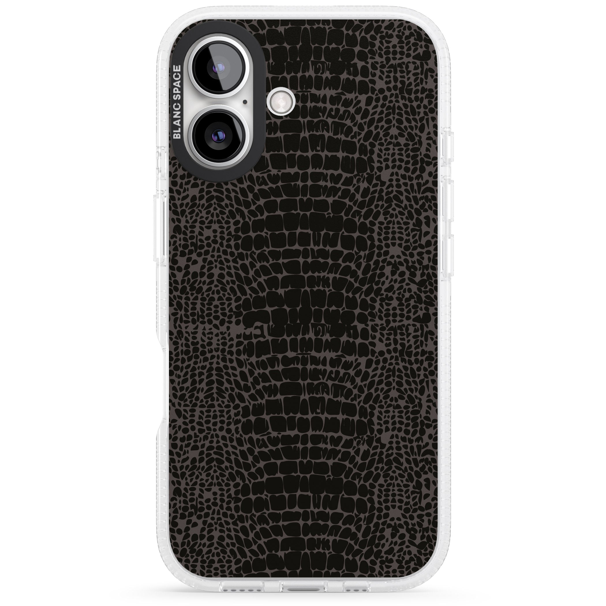 Dark Animal Print Pattern Snake Skin iPhone 16 / 16 Plus Clear Case Impact Air - Blanc Space