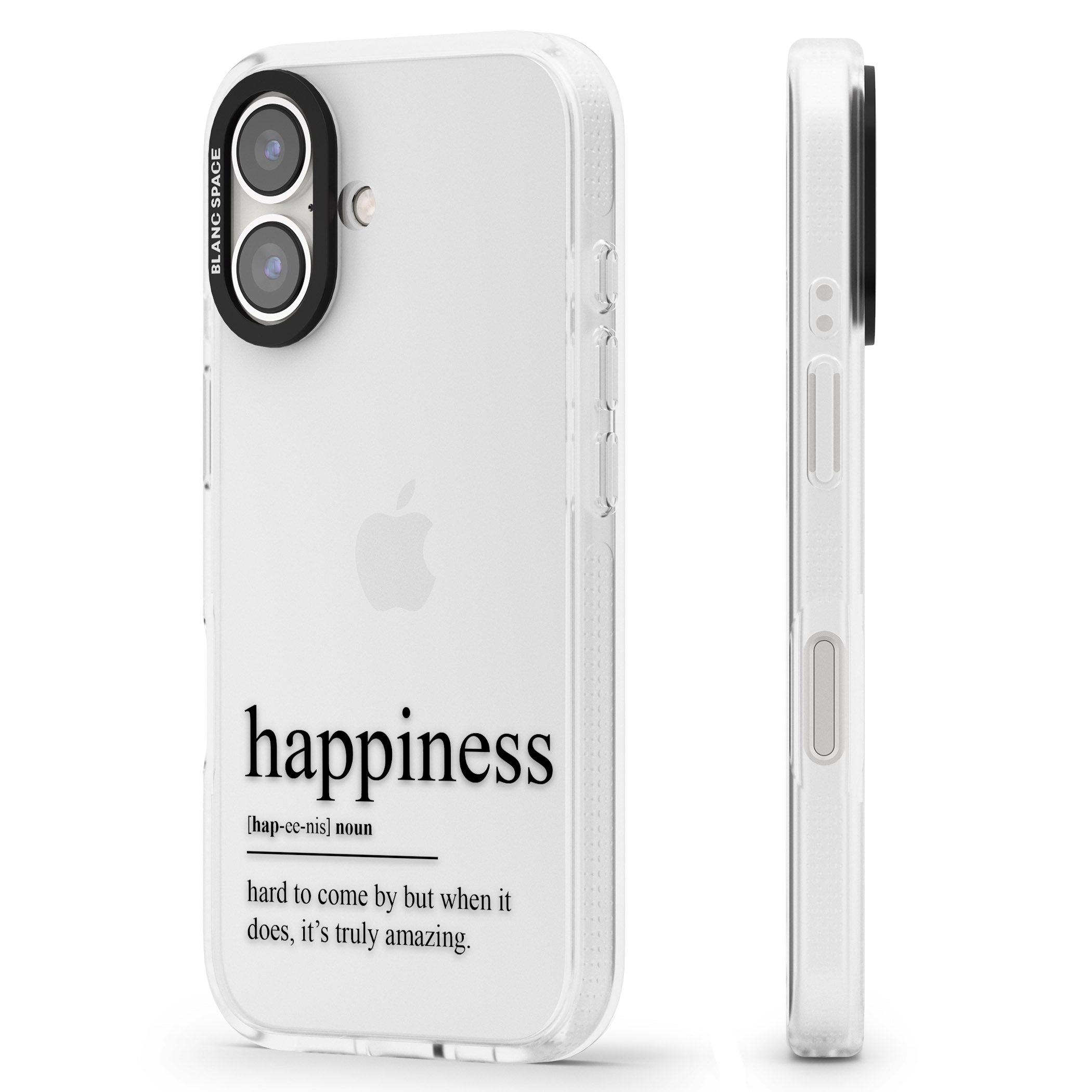 Happiness iPhone 16 / 16 Plus Clear Case Impact Air - Blanc Space