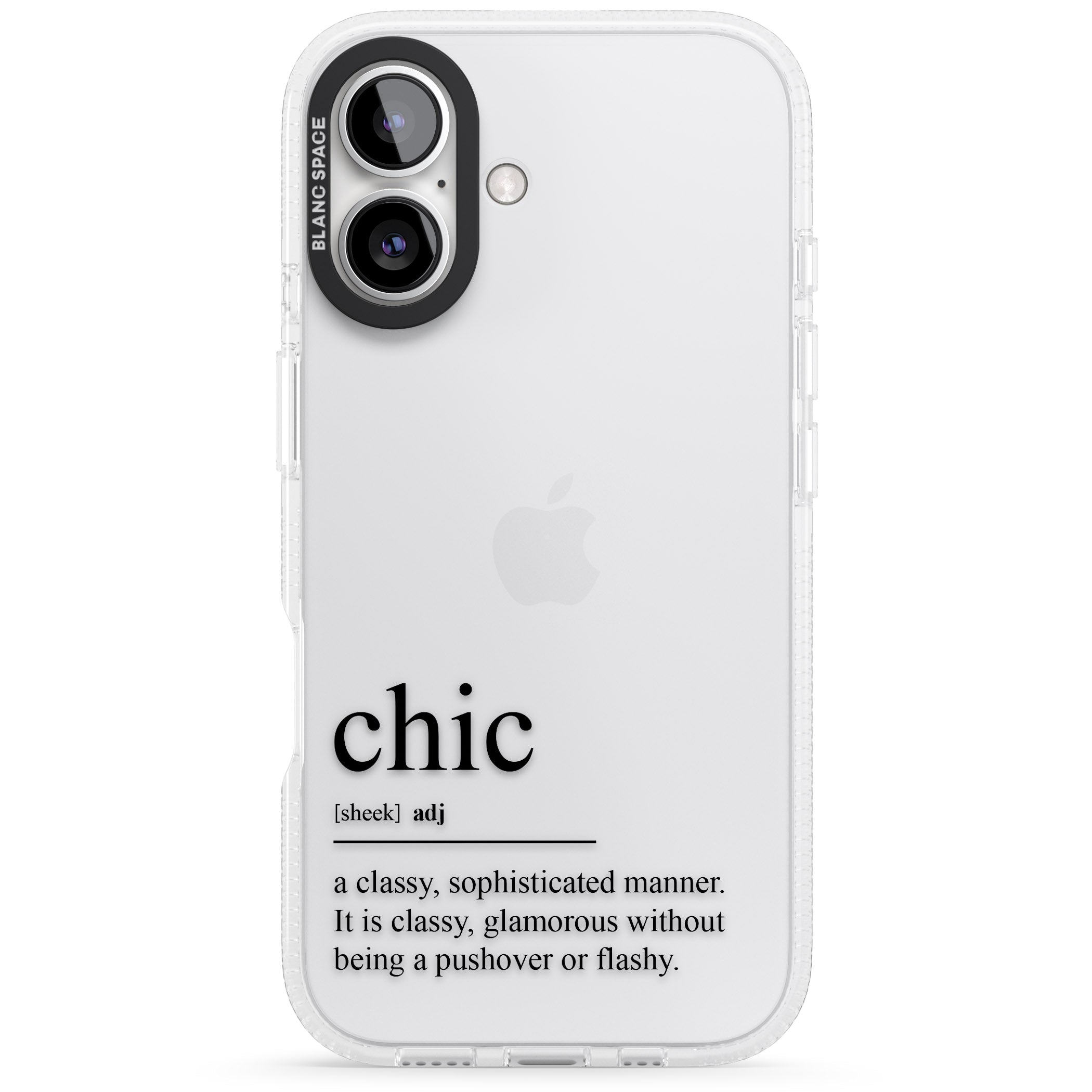Chic iPhone 16 / 16 Plus Clear Case Impact Air - Blanc Space