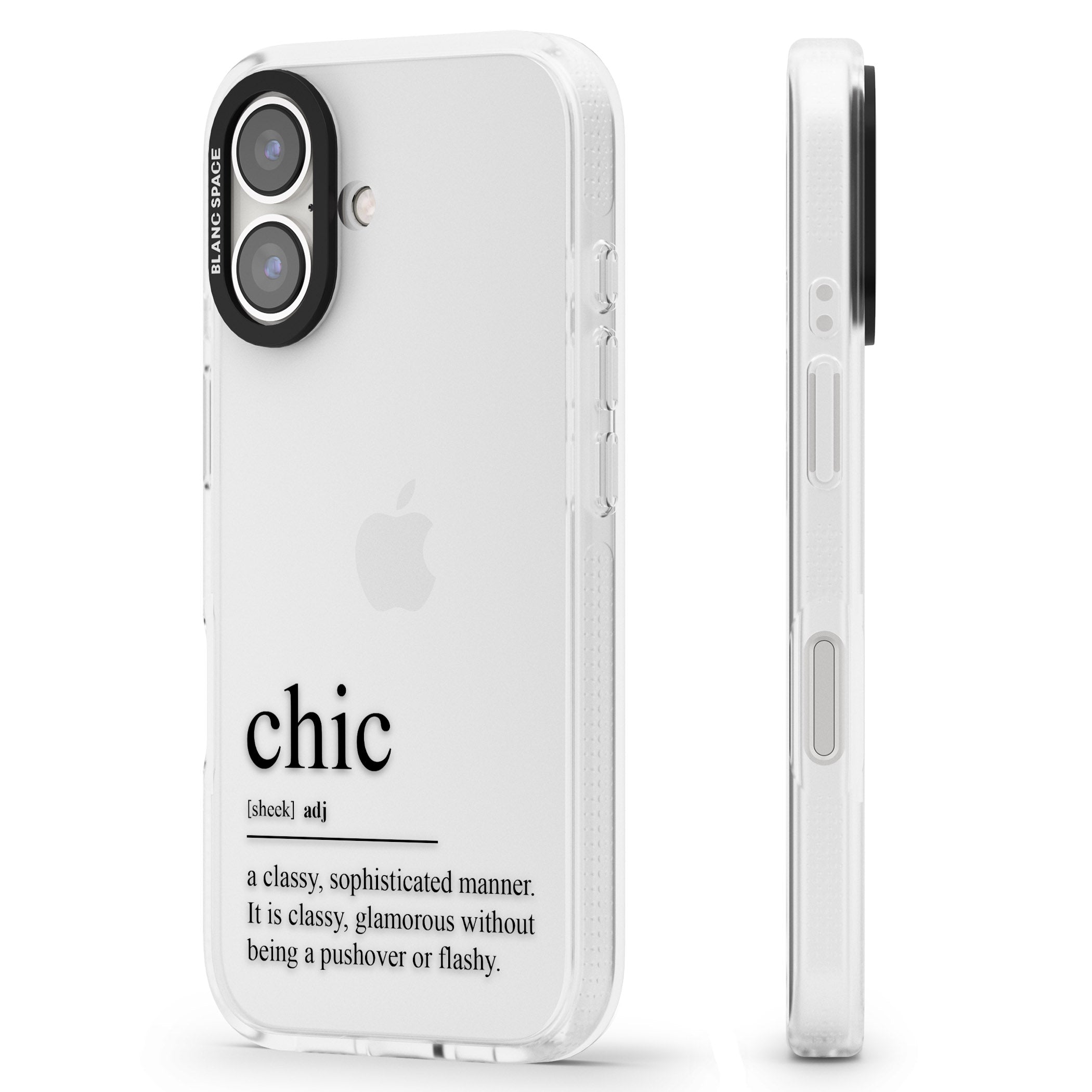 Chic iPhone 16 / 16 Plus Clear Case Impact Air - Blanc Space