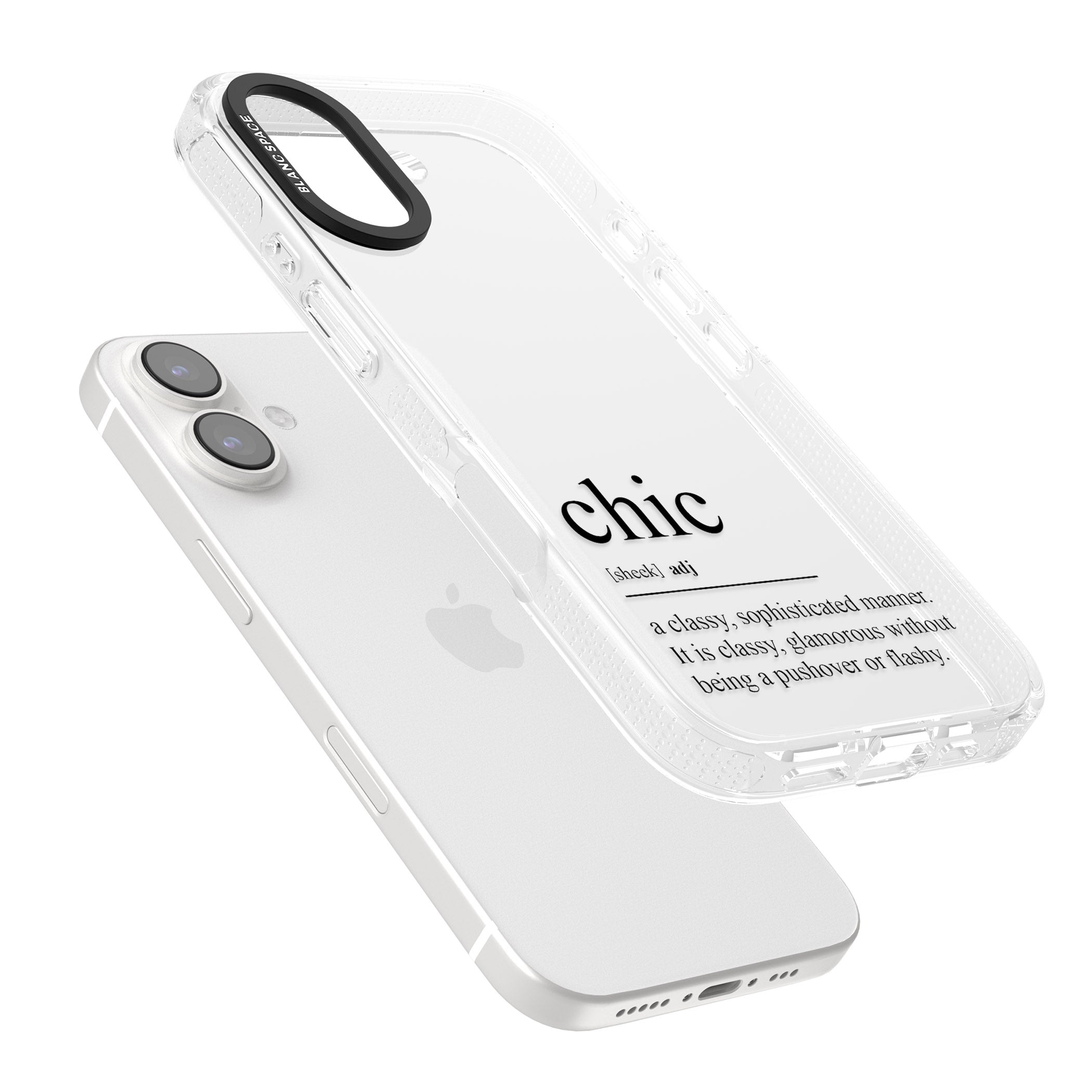 Chic iPhone 16 / 16 Plus Clear Case Impact Air - Blanc Space