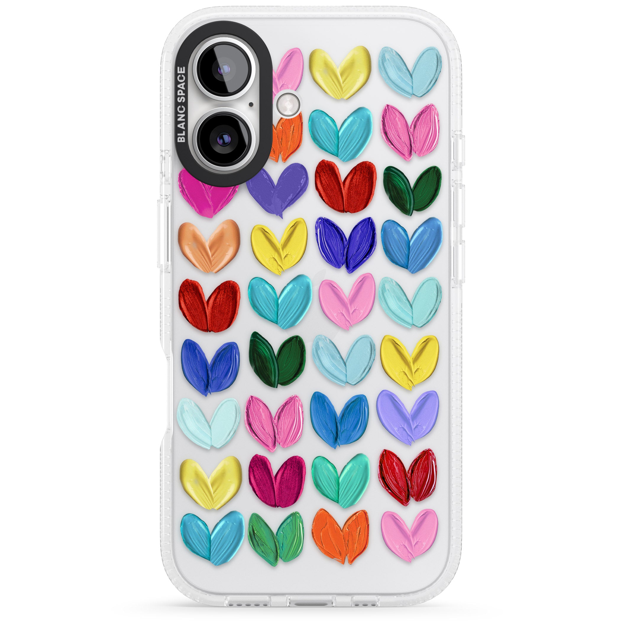 Oil Painted Hearts iPhone 16 / 16 Plus Clear Case Impact Air - Blanc Space