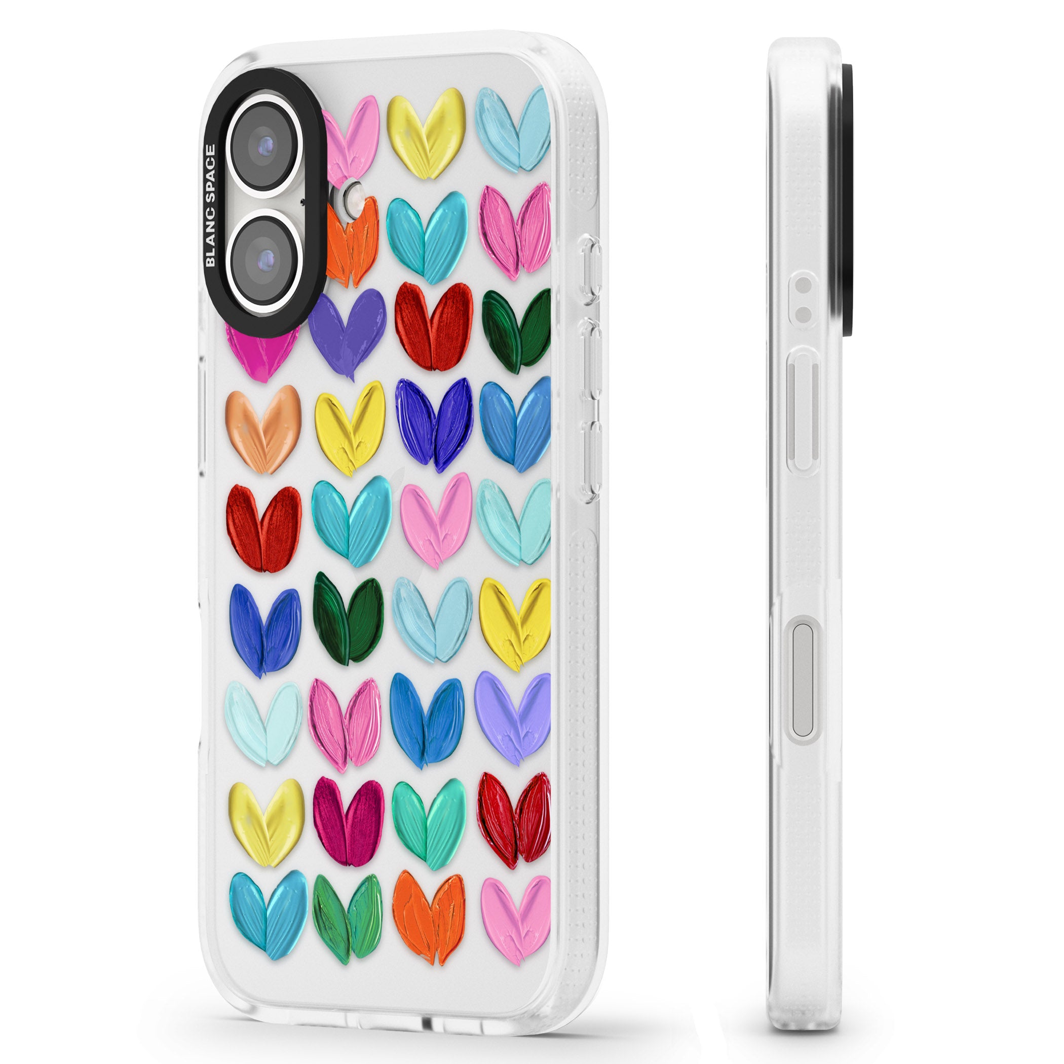 Oil Painted Hearts iPhone 16 / 16 Plus Clear Case Impact Air - Blanc Space