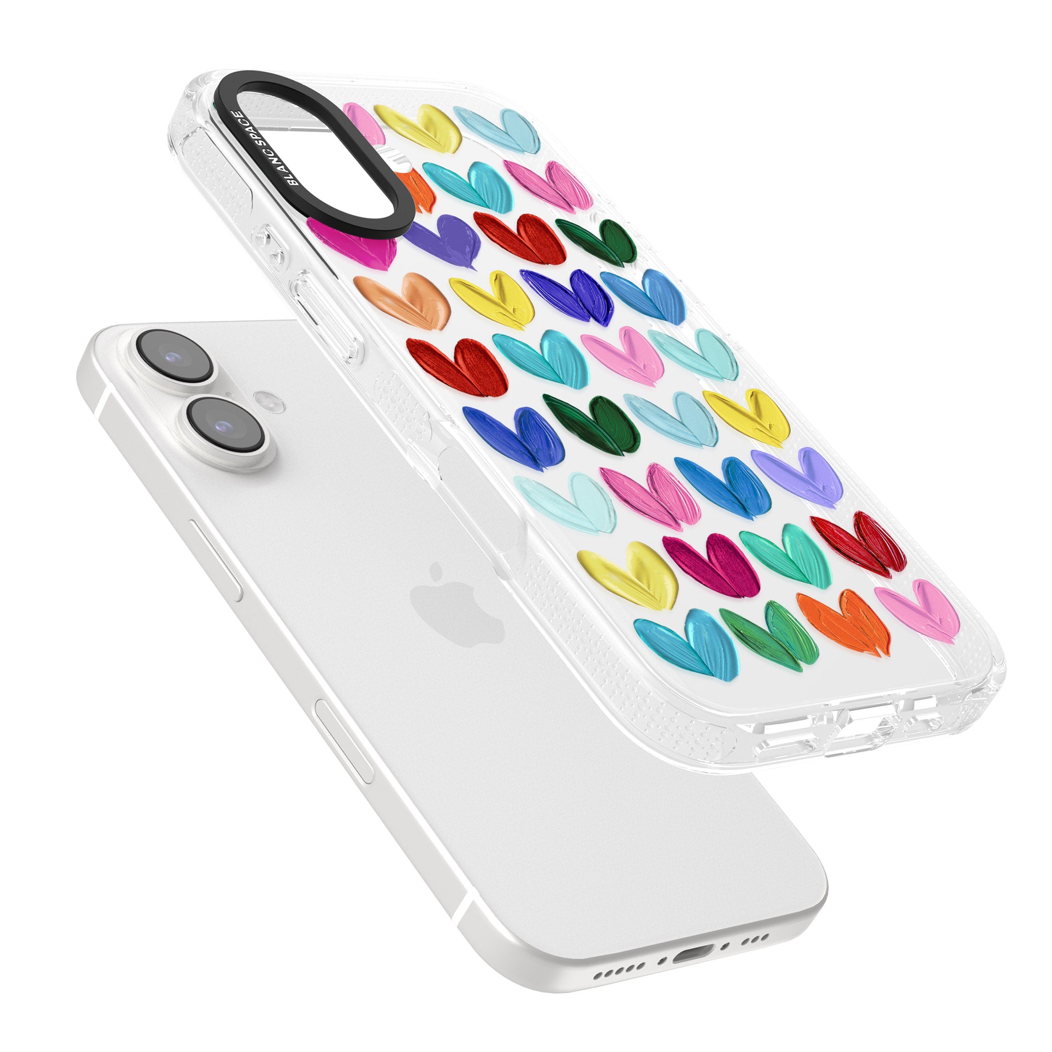 Oil Painted Hearts iPhone 16 / 16 Plus Clear Case Impact Air - Blanc Space