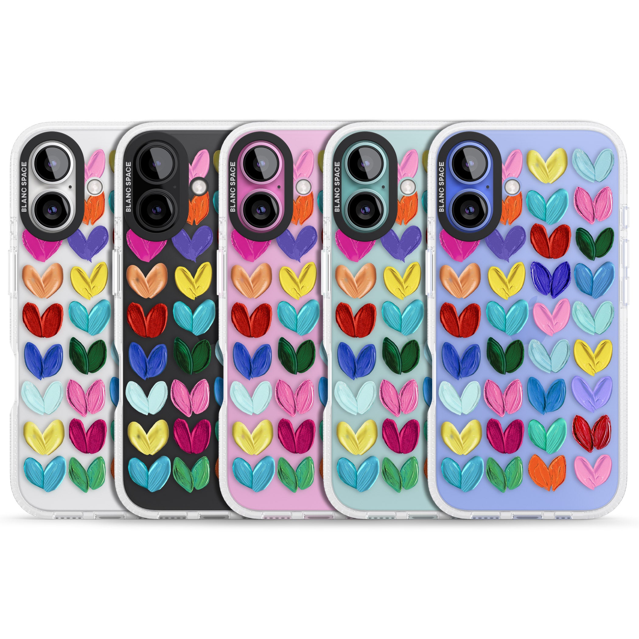 Oil Painted Hearts iPhone 16 / 16 Plus Clear Case Impact Air - Blanc Space
