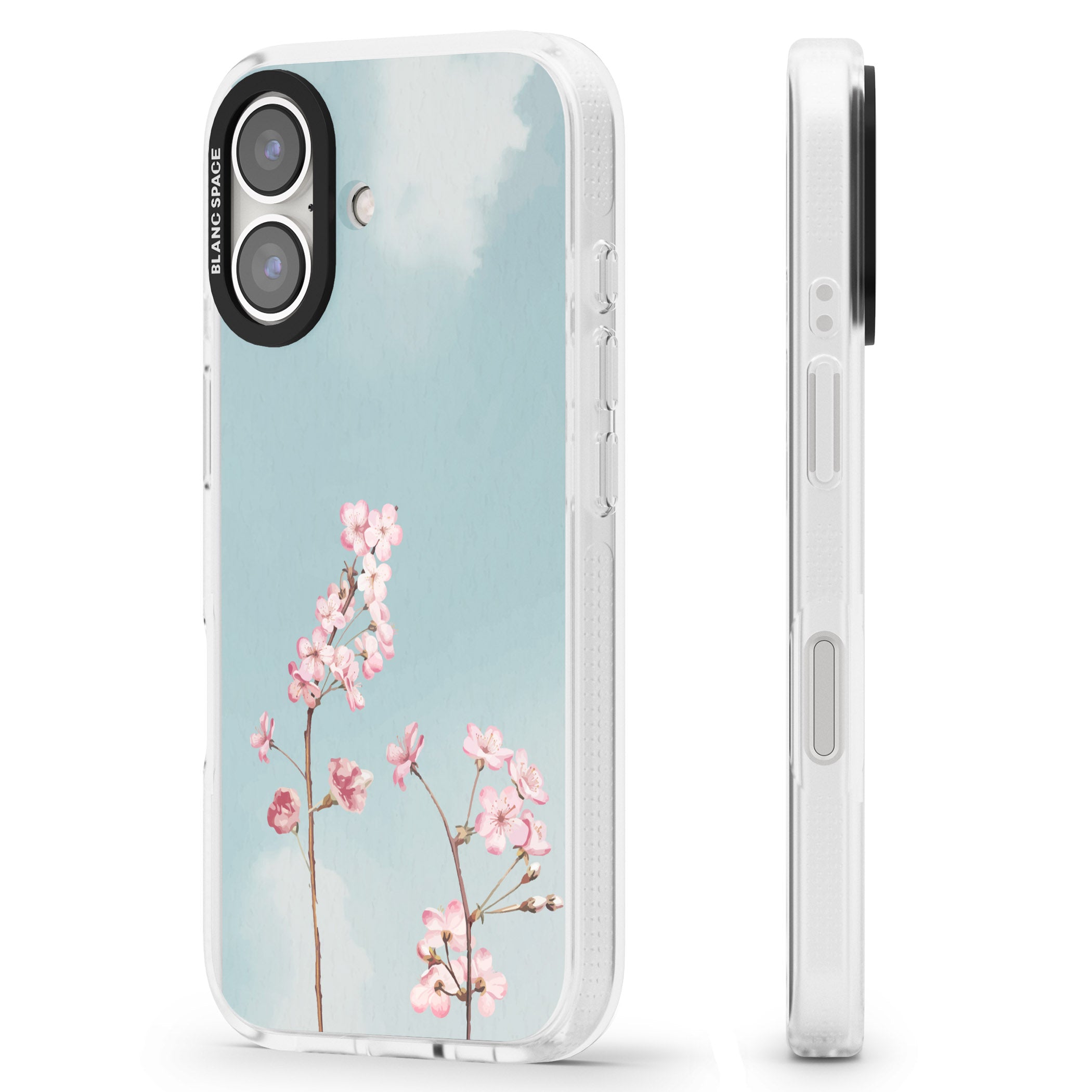 Blossom Flower Sky iPhone 16 / 16 Plus Clear Case Impact Air - Blanc Space