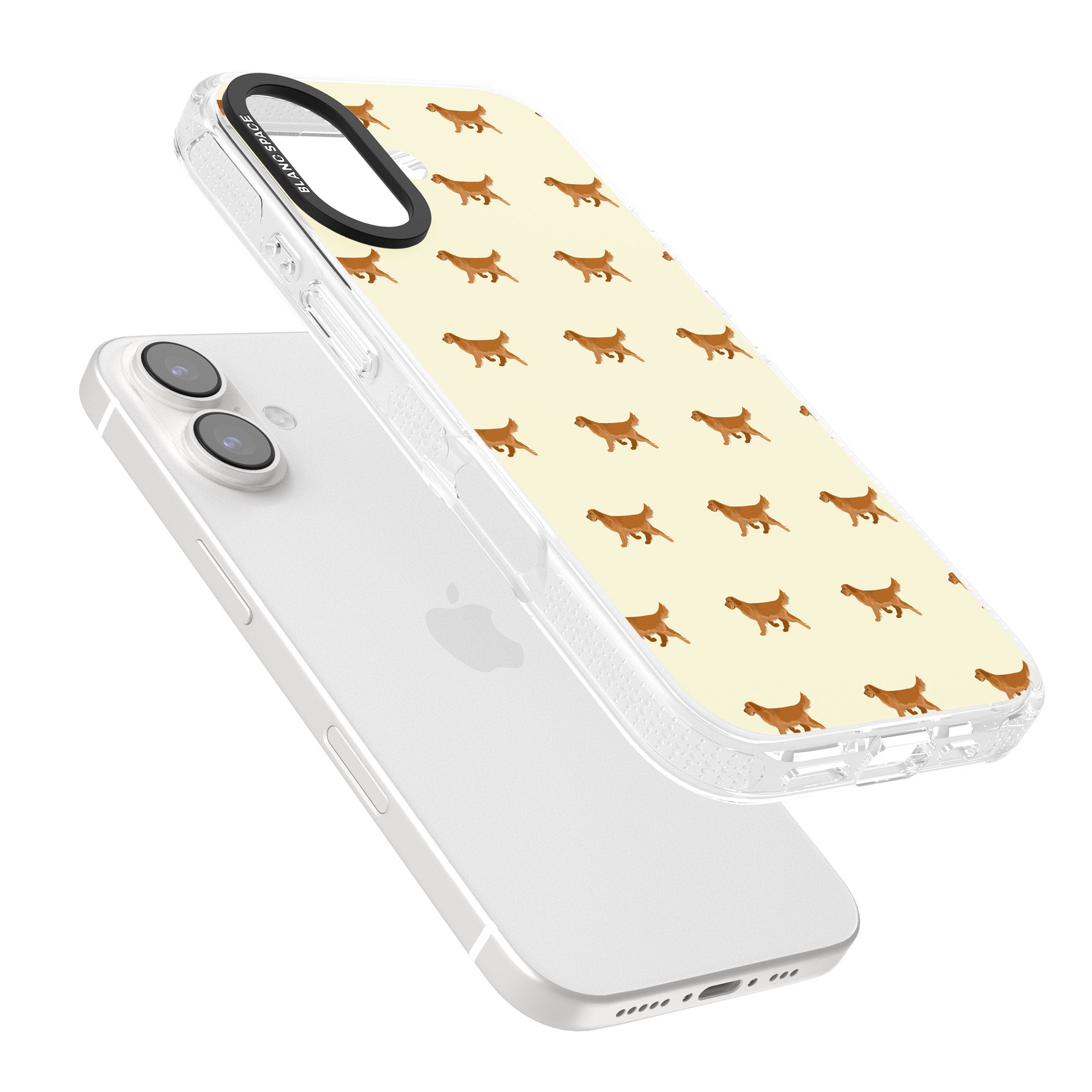 Golden Retriever Dog Pattern iPhone 16 / 16 Plus Clear Case Impact Air - Blanc Space