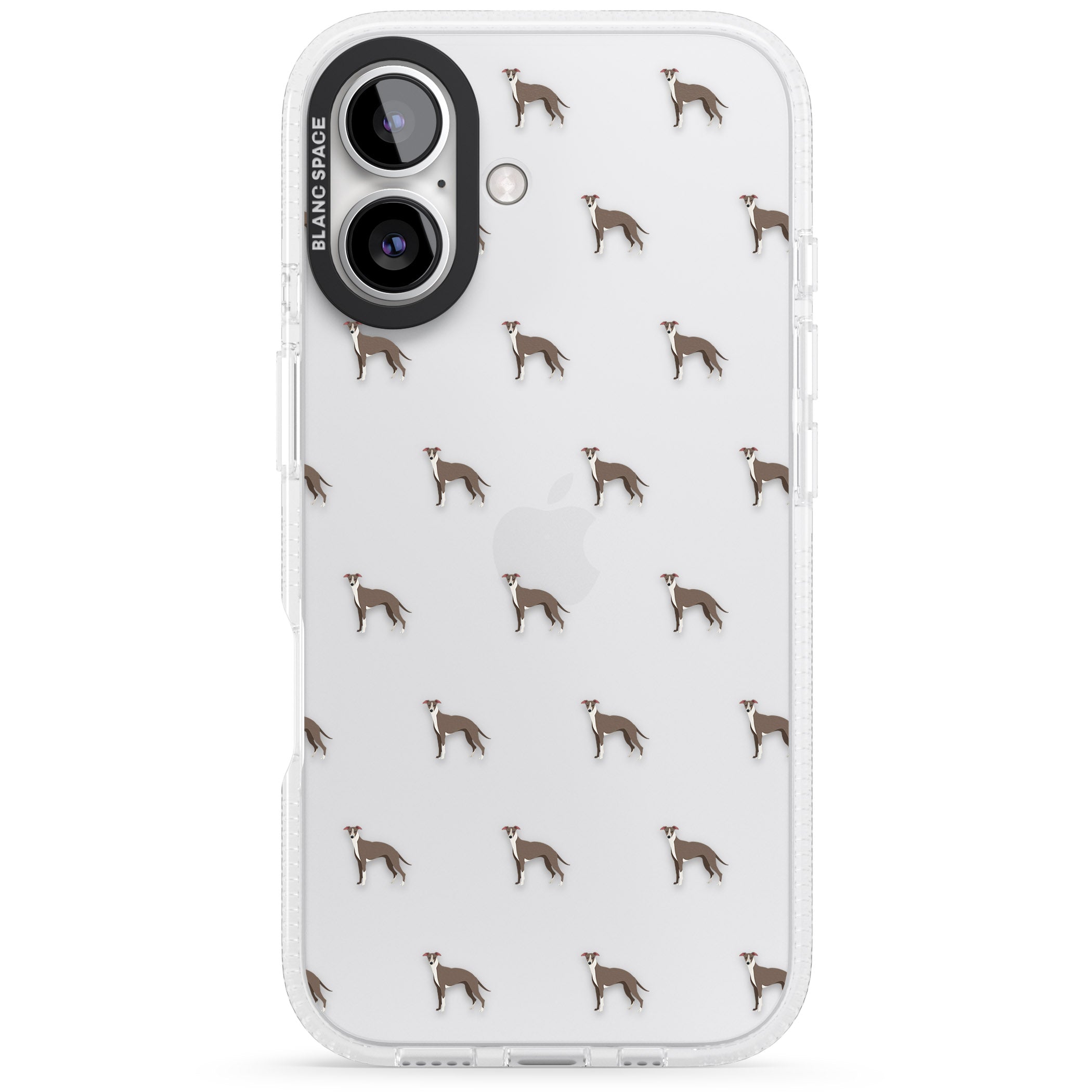 Whippet/Italian Greyhound Dog Pattern Clear iPhone 16 / 16 Plus Clear Case Impact Air - Blanc Space