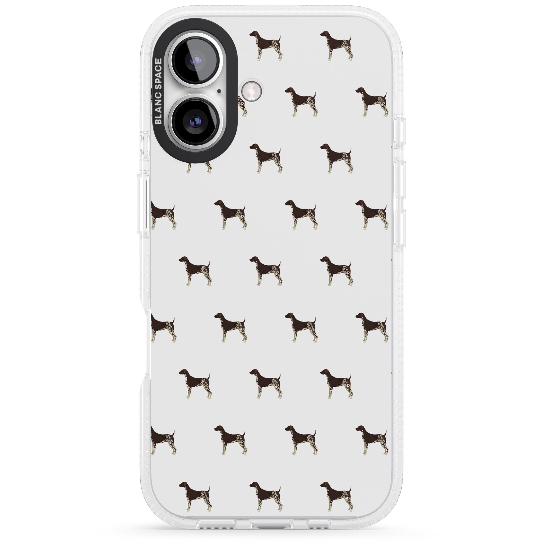 German Shorthaired Pointer Dog Pattern iPhone 16 / 16 Plus Clear Case Impact Air - Blanc Space