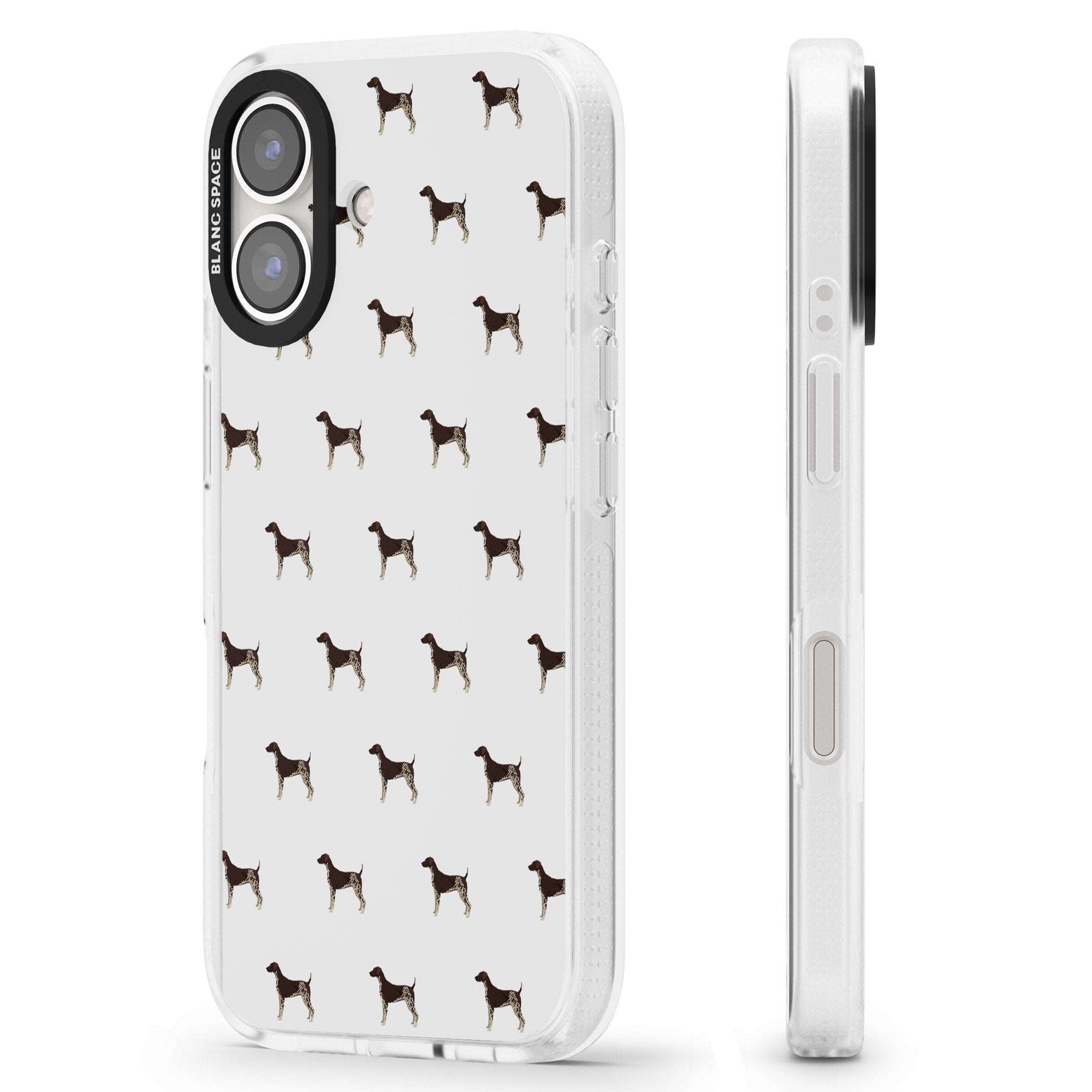 German Shorthaired Pointer Dog Pattern iPhone 16 / 16 Plus Clear Case Impact Air - Blanc Space