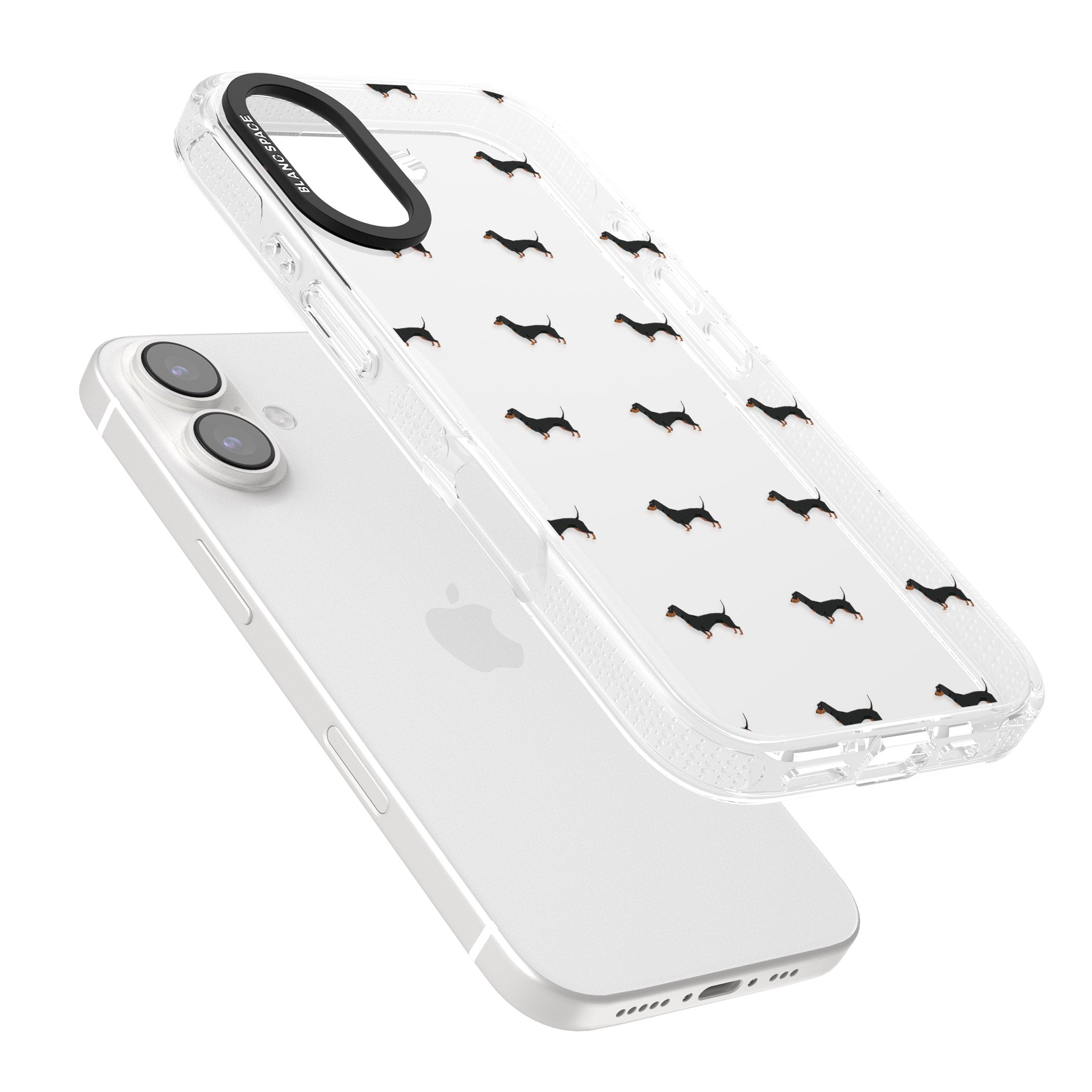 Dachshund Dog Pattern Clear iPhone 16 / 16 Plus Clear Case Impact Air - Blanc Space