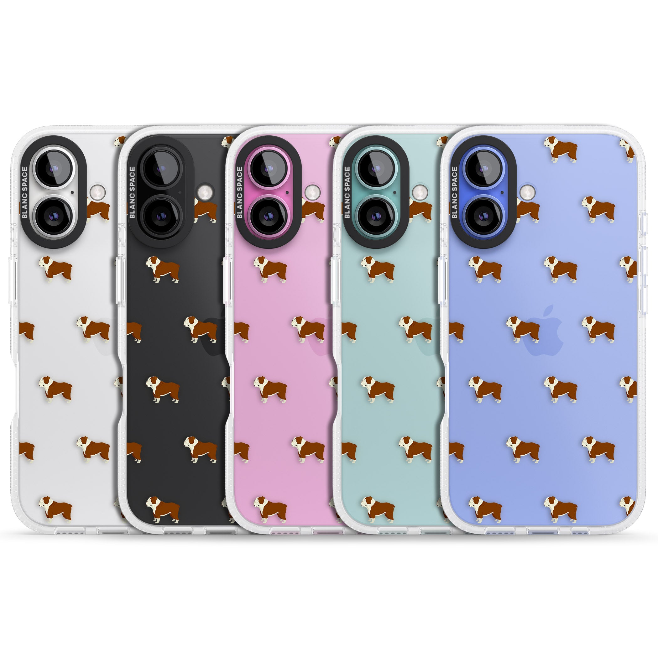 English Bulldog Dog Pattern Clear iPhone 16 / 16 Plus Clear Case Impact Air - Blanc Space