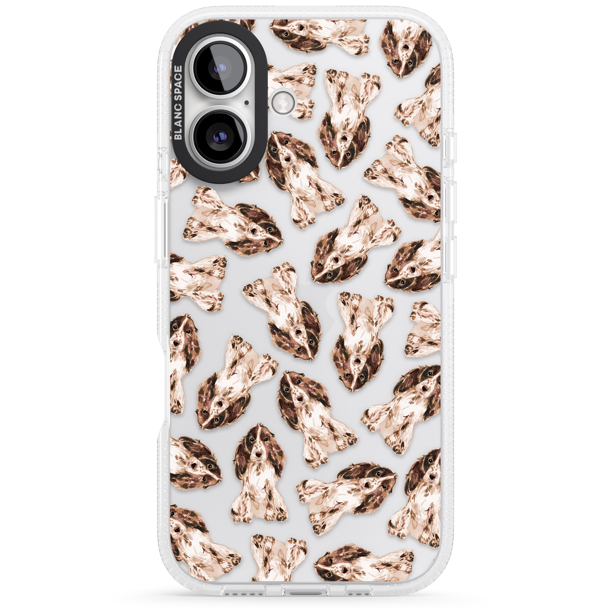 Cocker Spaniel (Brown) Watercolour Dog Pattern iPhone 16 / 16 Plus Clear Case Impact Air - Blanc Space