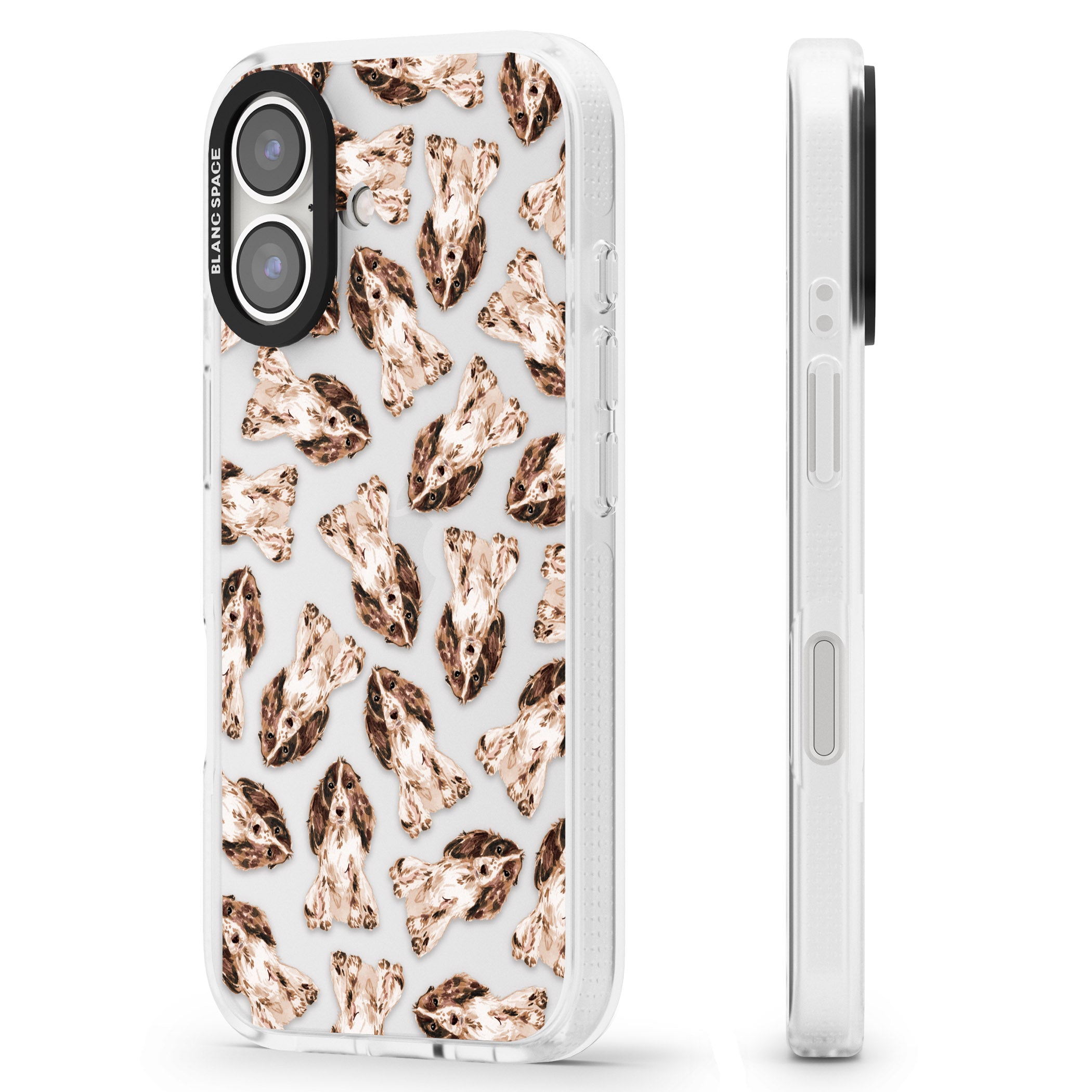 Cocker Spaniel (Brown) Watercolour Dog Pattern iPhone 16 / 16 Plus Clear Case Impact Air - Blanc Space