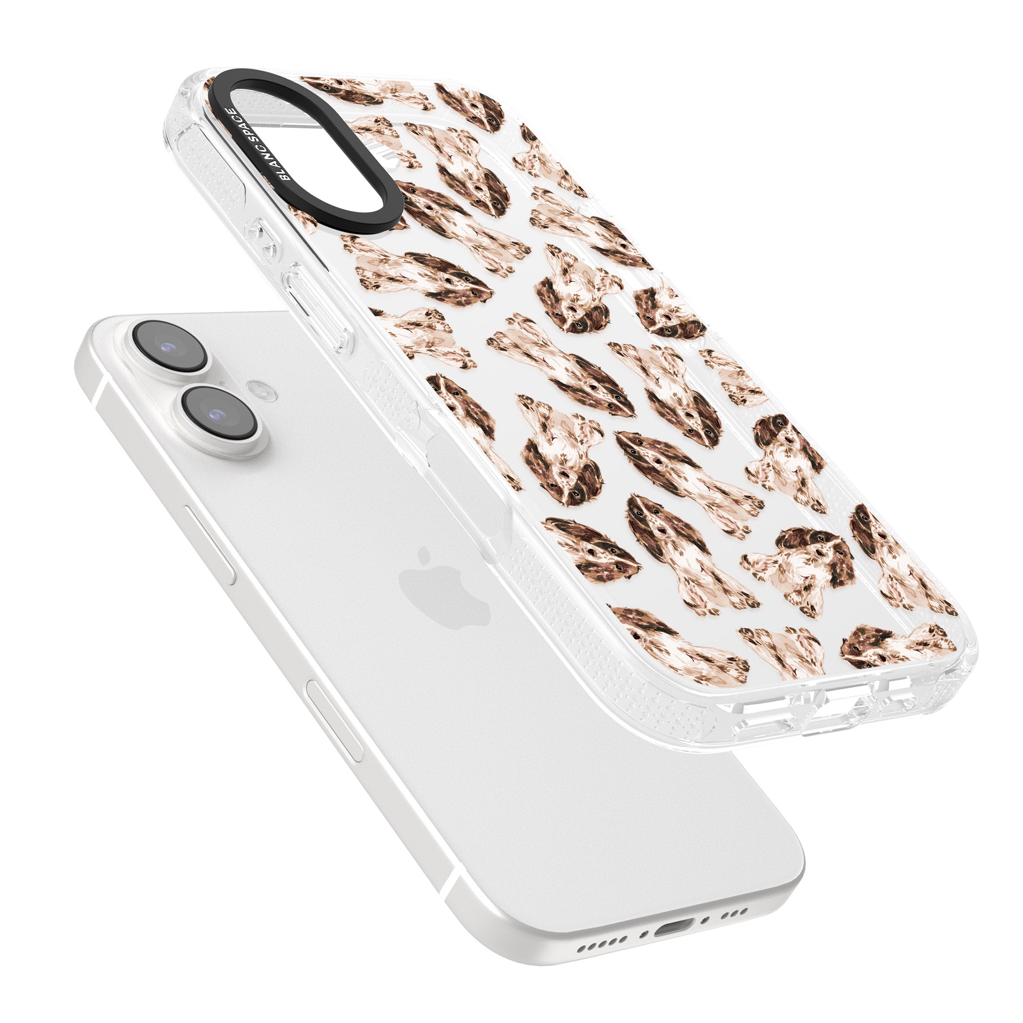 Cocker Spaniel (Brown) Watercolour Dog Pattern iPhone 16 / 16 Plus Clear Case Impact Air - Blanc Space