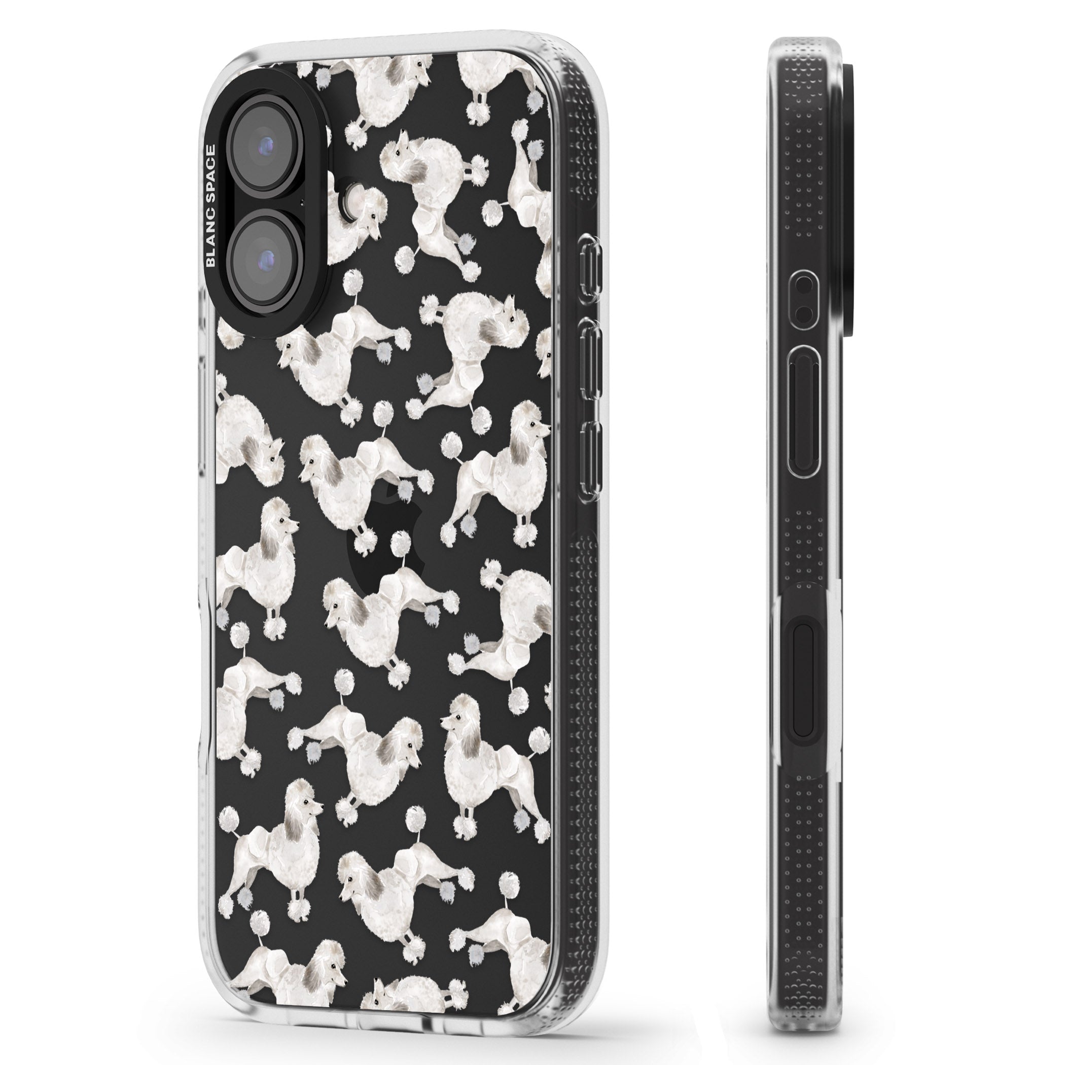 Poodle (White) Watercolour Dog Pattern iPhone 16 / 16 Plus Clear Case Impact Air - Blanc Space
