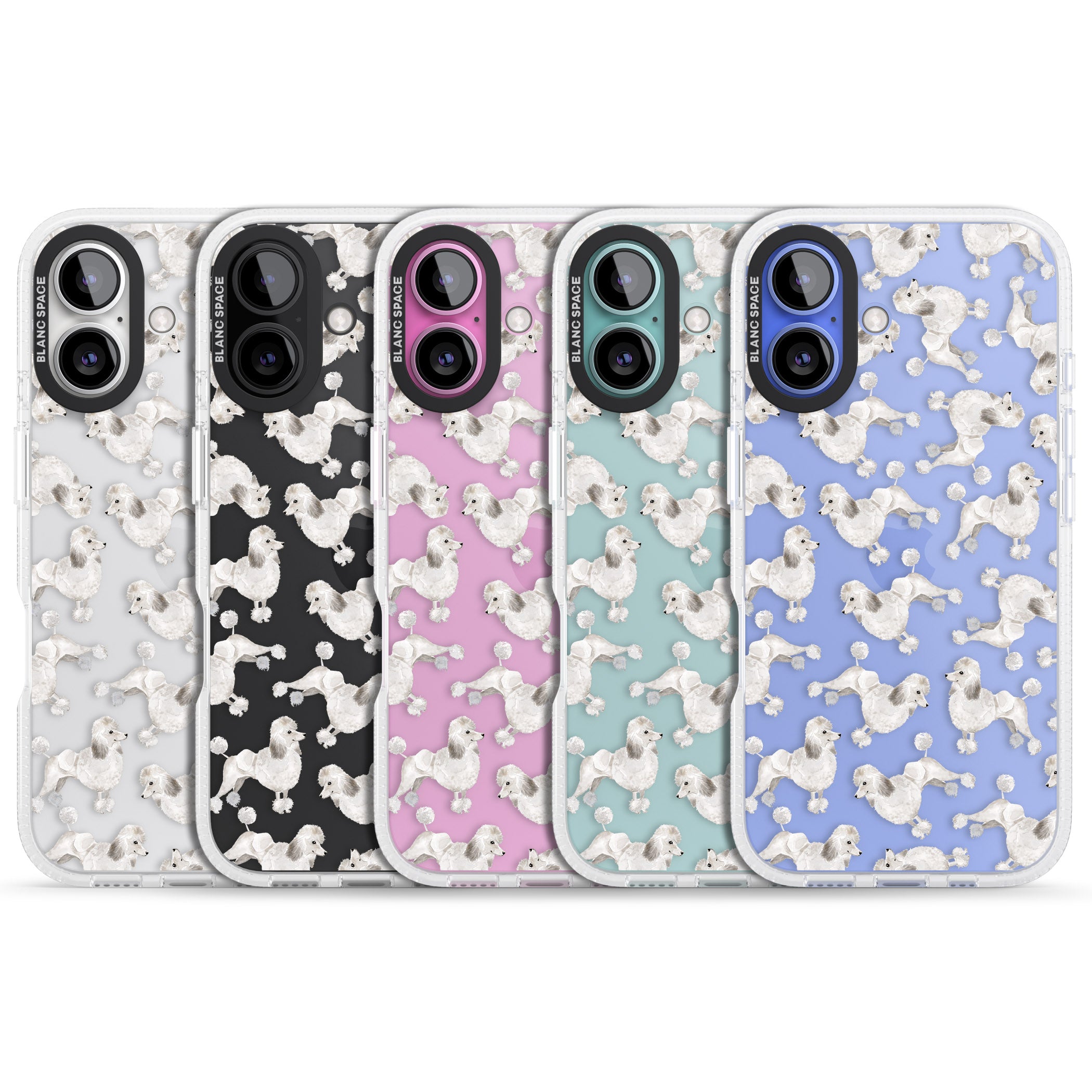 Poodle (White) Watercolour Dog Pattern iPhone 16 / 16 Plus Clear Case Impact Air - Blanc Space