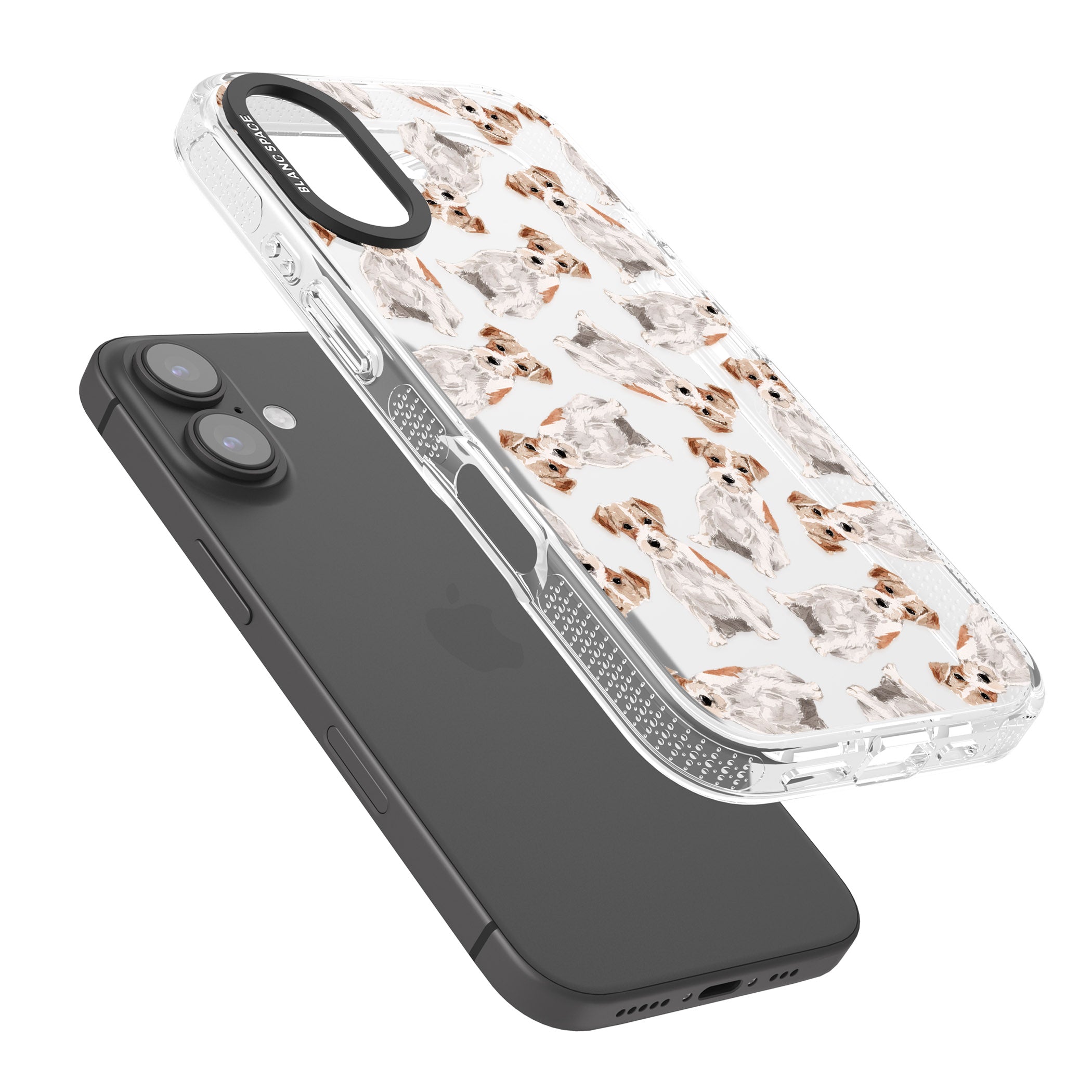 Wirehaired Jack Russell Watercolour Dog Pattern iPhone 16 / 16 Plus Clear Case Impact Air - Blanc Space