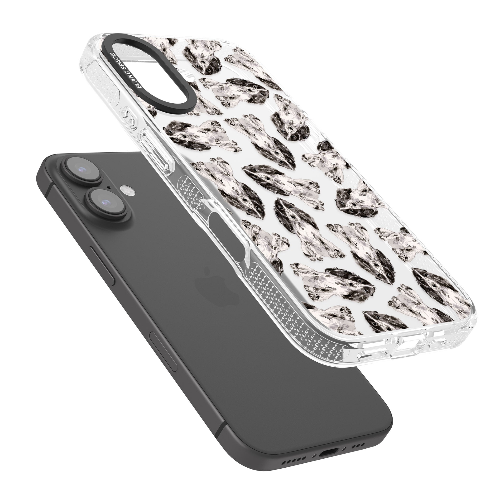 Cocker Spaniel (Black) Watercolour Dog Pattern iPhone 16 / 16 Plus Clear Case Impact Air - Blanc Space