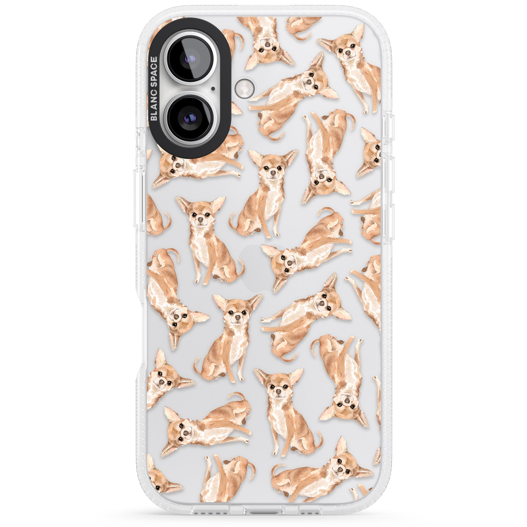 Chihuahua Watercolour Dog Pattern iPhone 16 / 16 Plus Clear Case Impact Air - Blanc Space