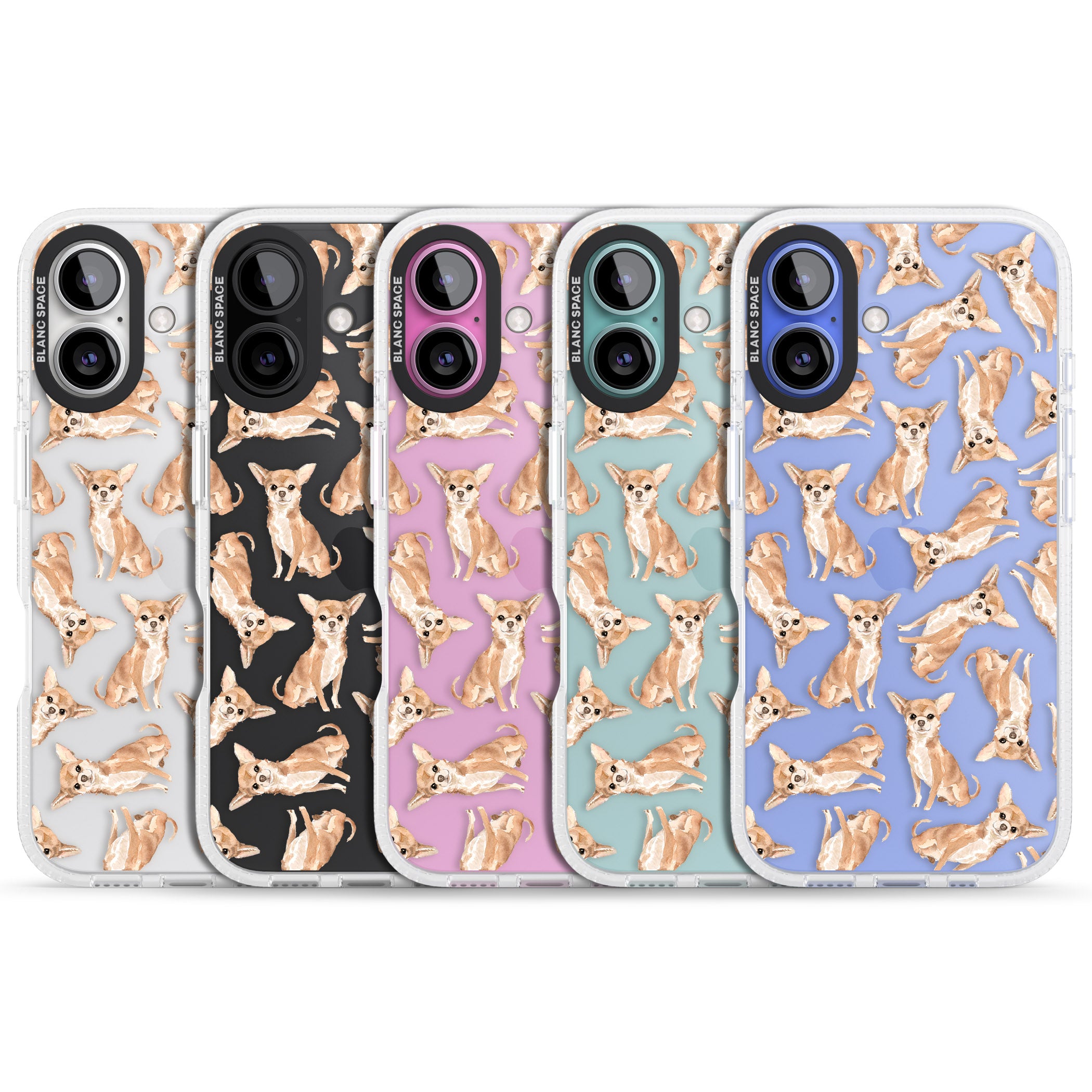 Chihuahua Watercolour Dog Pattern iPhone 16 / 16 Plus Clear Case Impact Air - Blanc Space