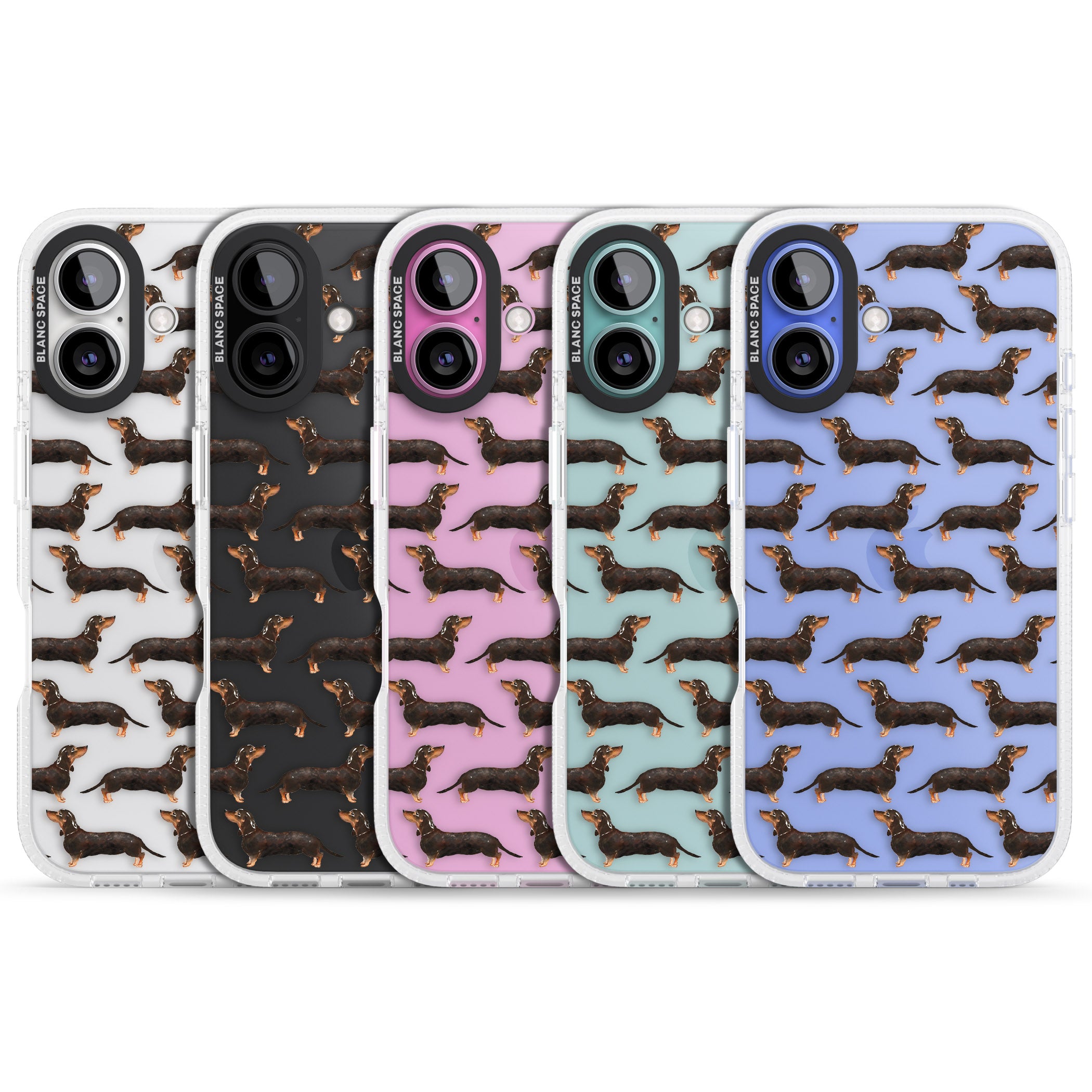 Dachshund (Black & Tan) Watercolour Dog Pattern iPhone 16 / 16 Plus Clear Case Impact Air - Blanc Space