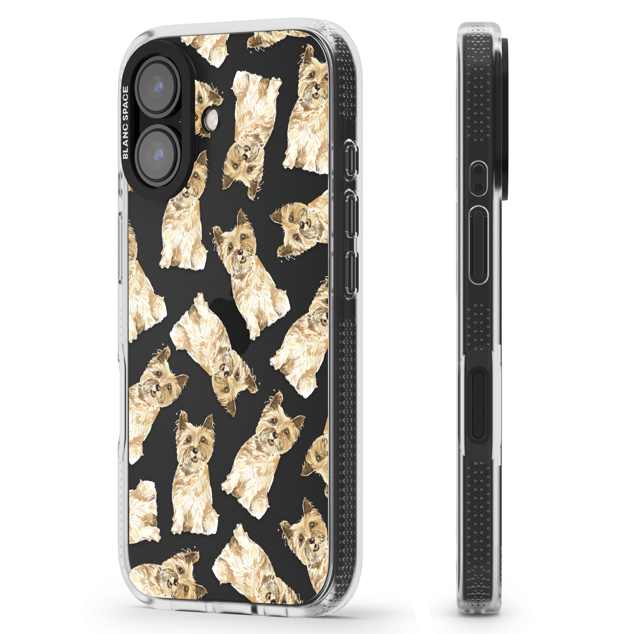 Cairn Terrier Watercolour Dog Pattern iPhone 16 / 16 Plus Clear Case Impact Air - Blanc Space