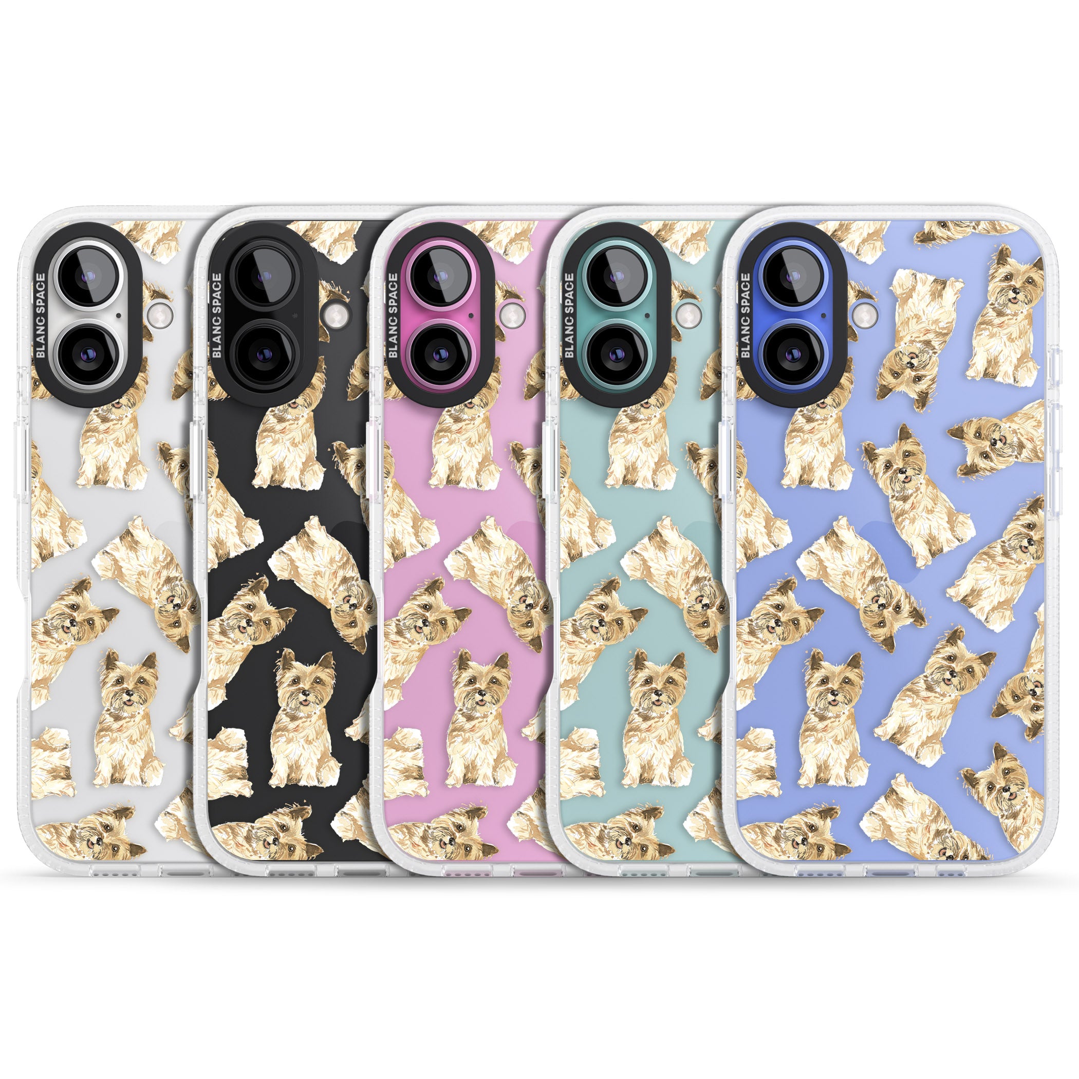 Cairn Terrier Watercolour Dog Pattern iPhone 16 / 16 Plus Clear Case Impact Air - Blanc Space