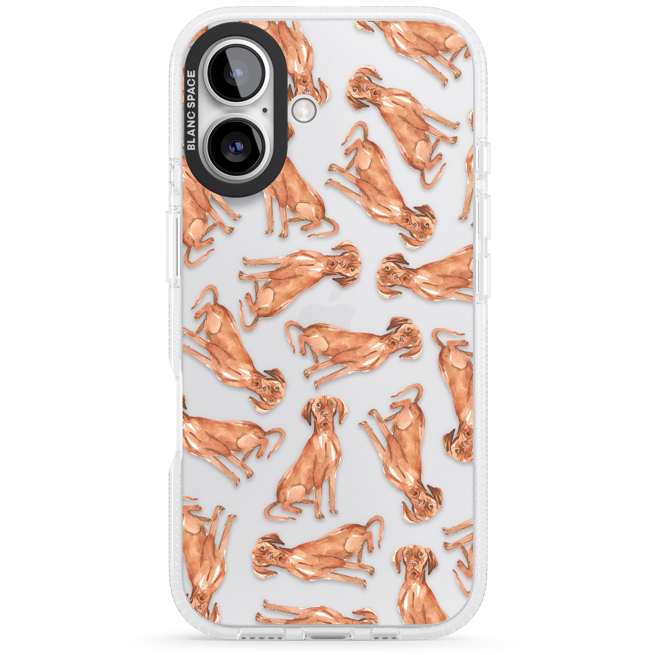 Hungarian Vizsla Watercolour Dog Pattern iPhone 16 / 16 Plus Clear Case Impact Air - Blanc Space