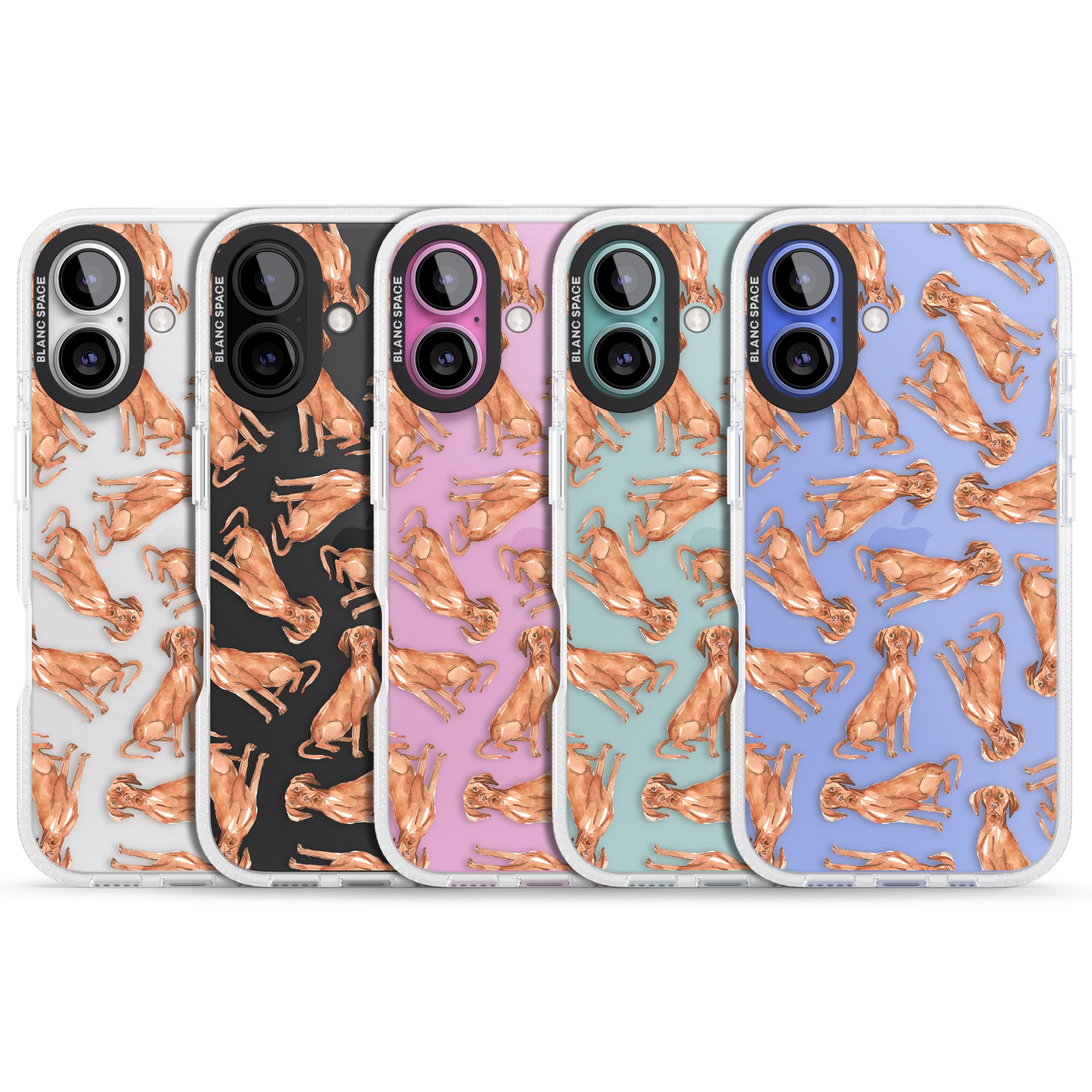 Hungarian Vizsla Watercolour Dog Pattern iPhone 16 / 16 Plus Clear Case Impact Air - Blanc Space